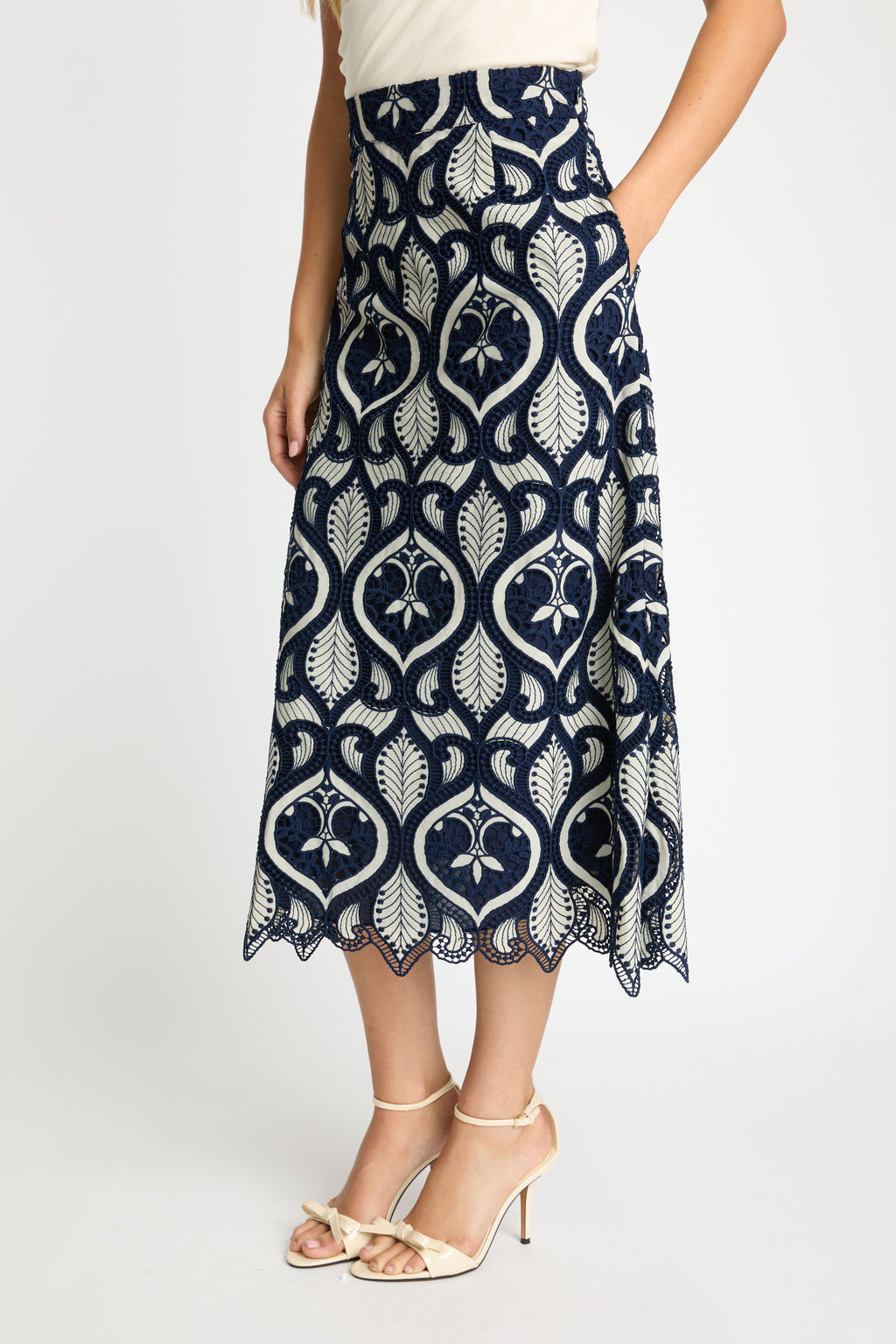 Caballero Laney Skirt in Navy/Cream Lace