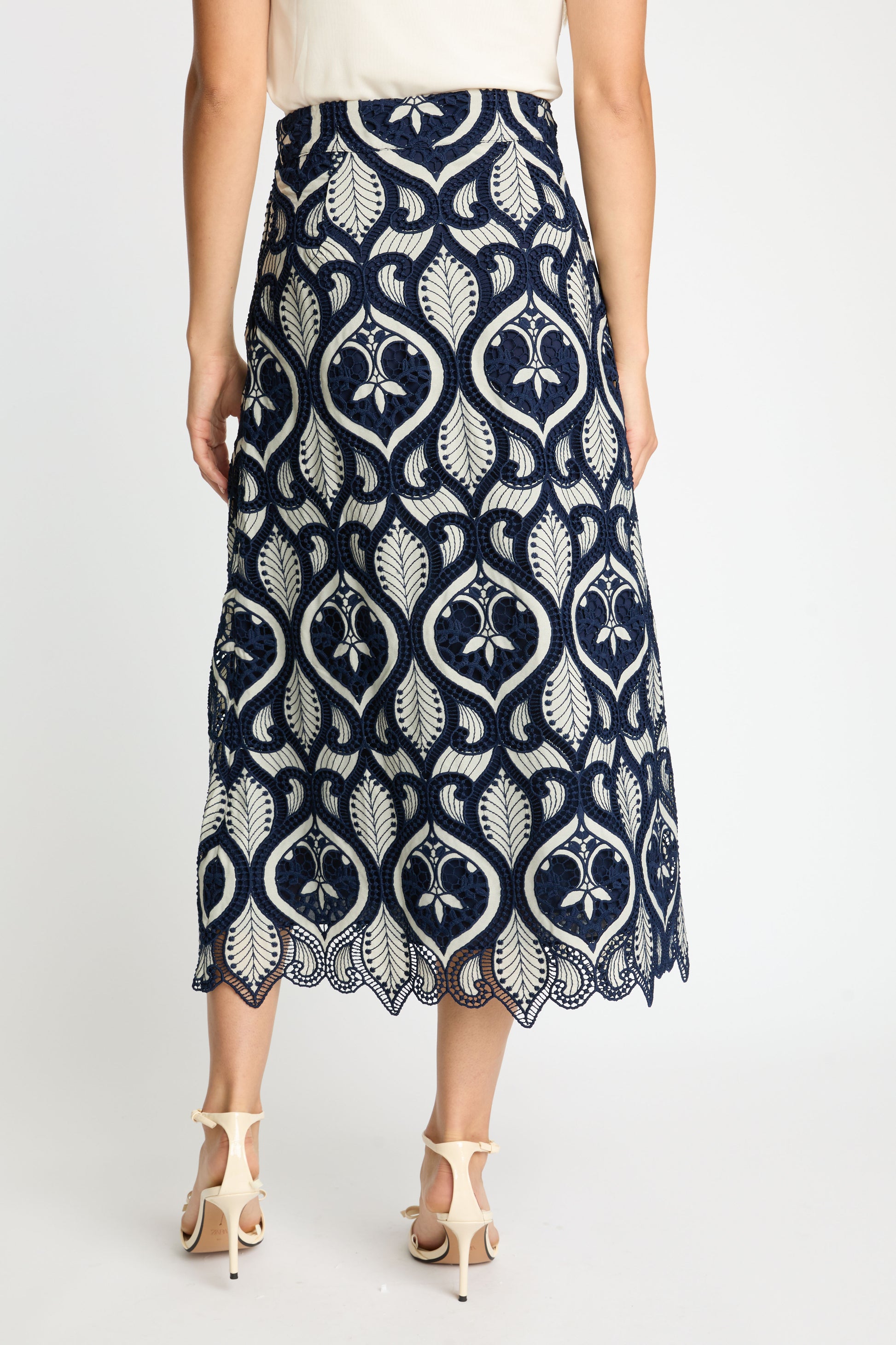 Caballero Laney Skirt in Navy/Cream Lace