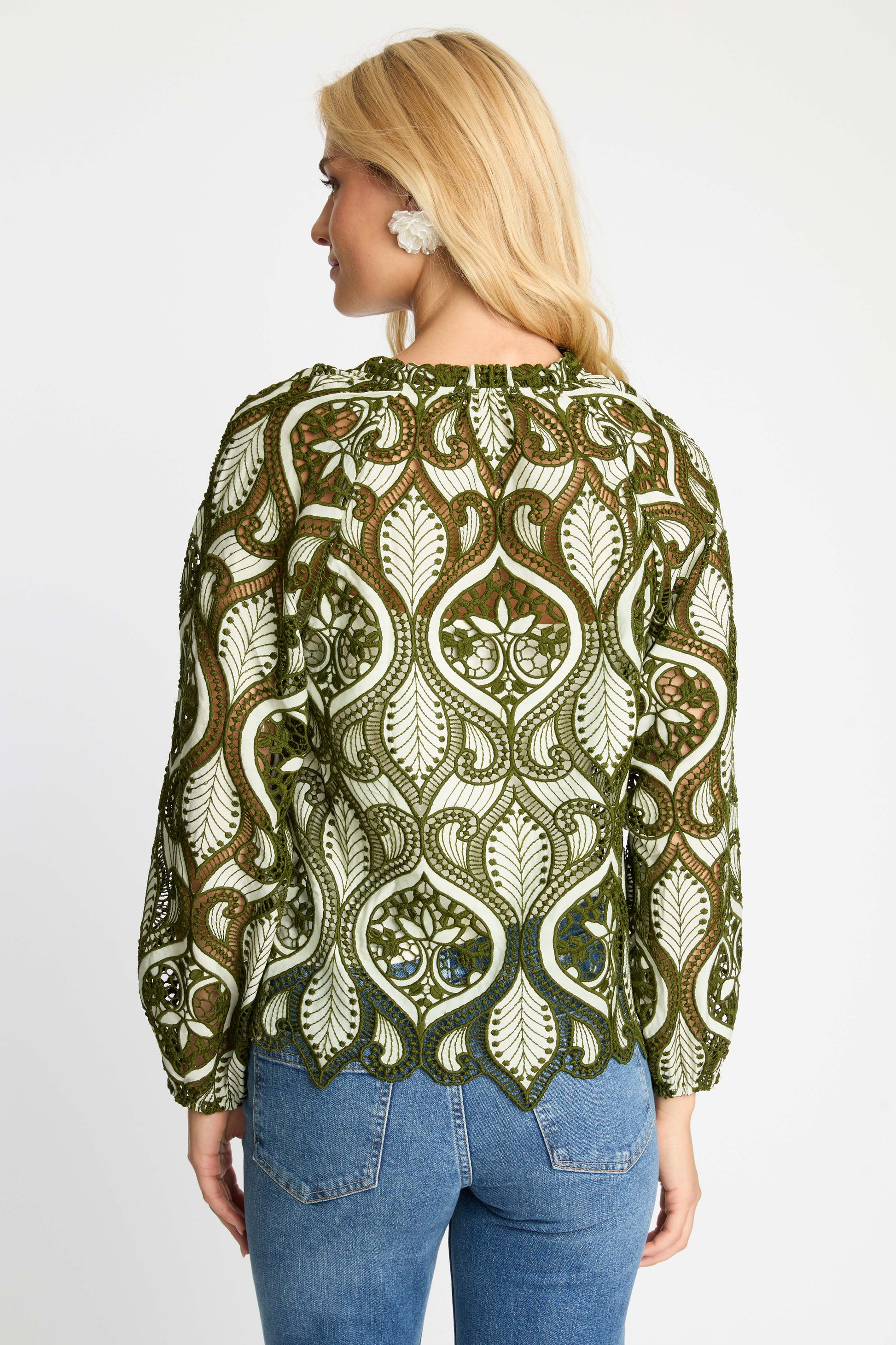 Caballero Miki Top in Loden Green Lace