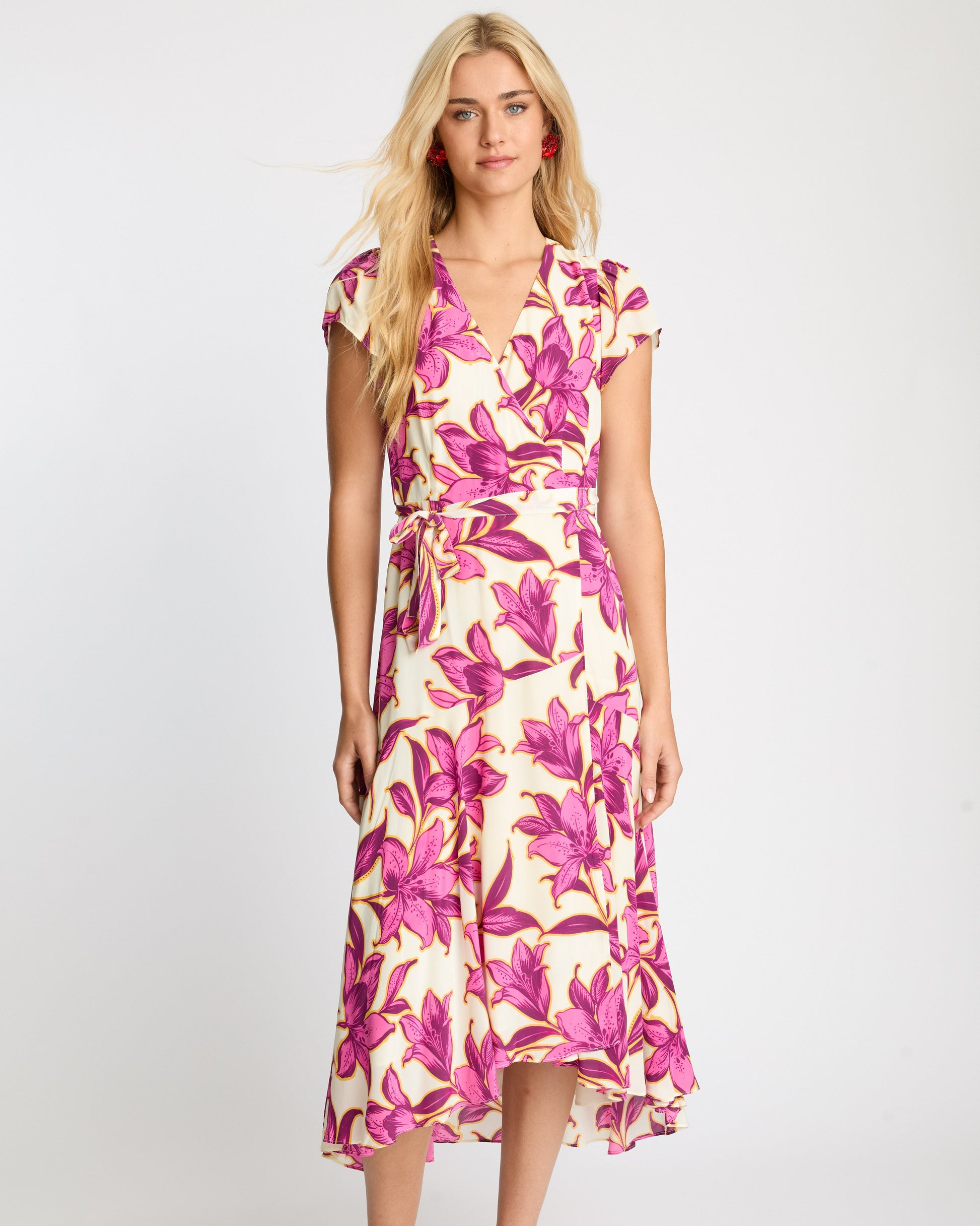 Caballero Lila Wrap Dress in Fuchsia Floret