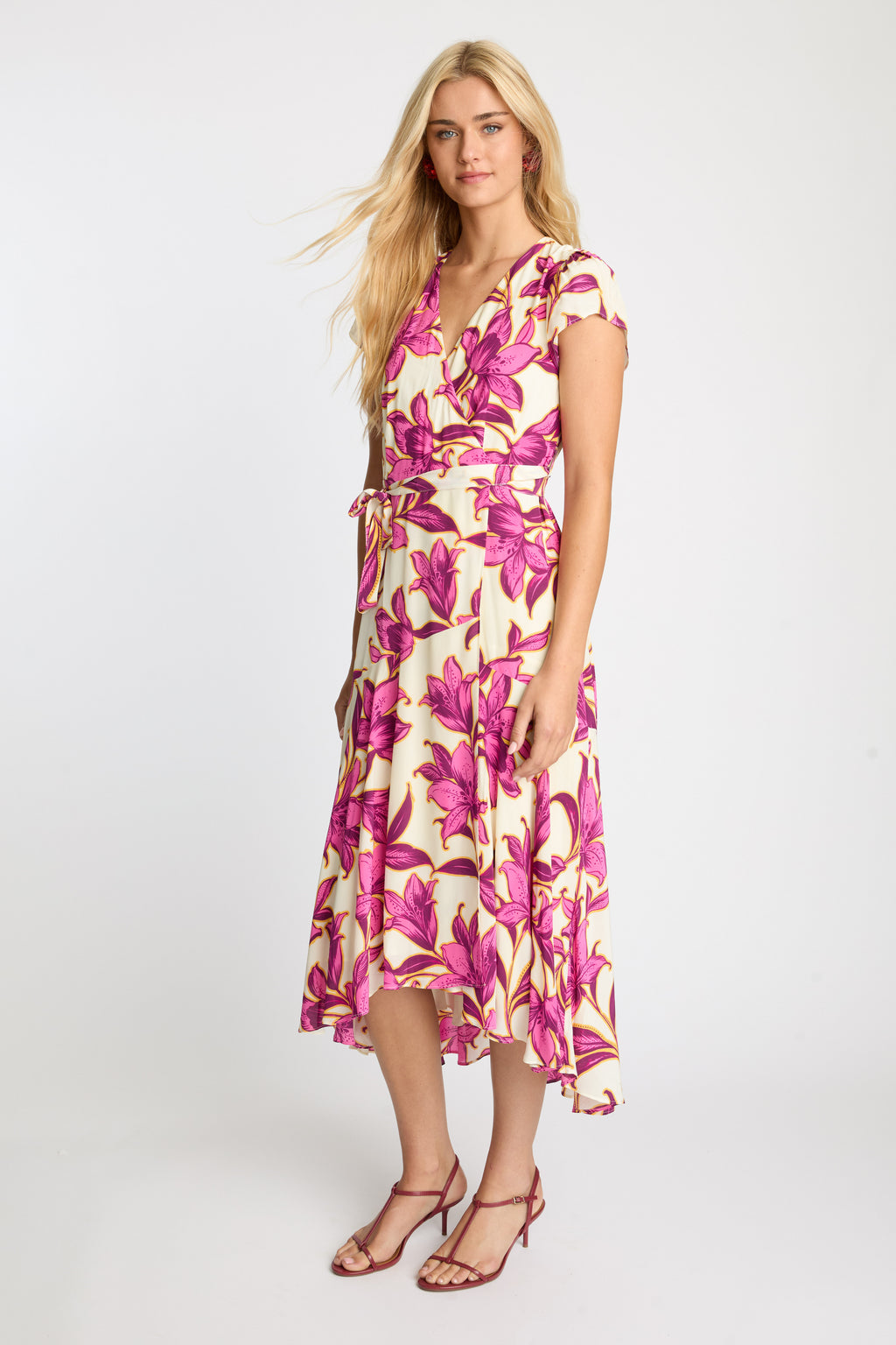 Caballero Lila Wrap Dress in Fuchsia Floret