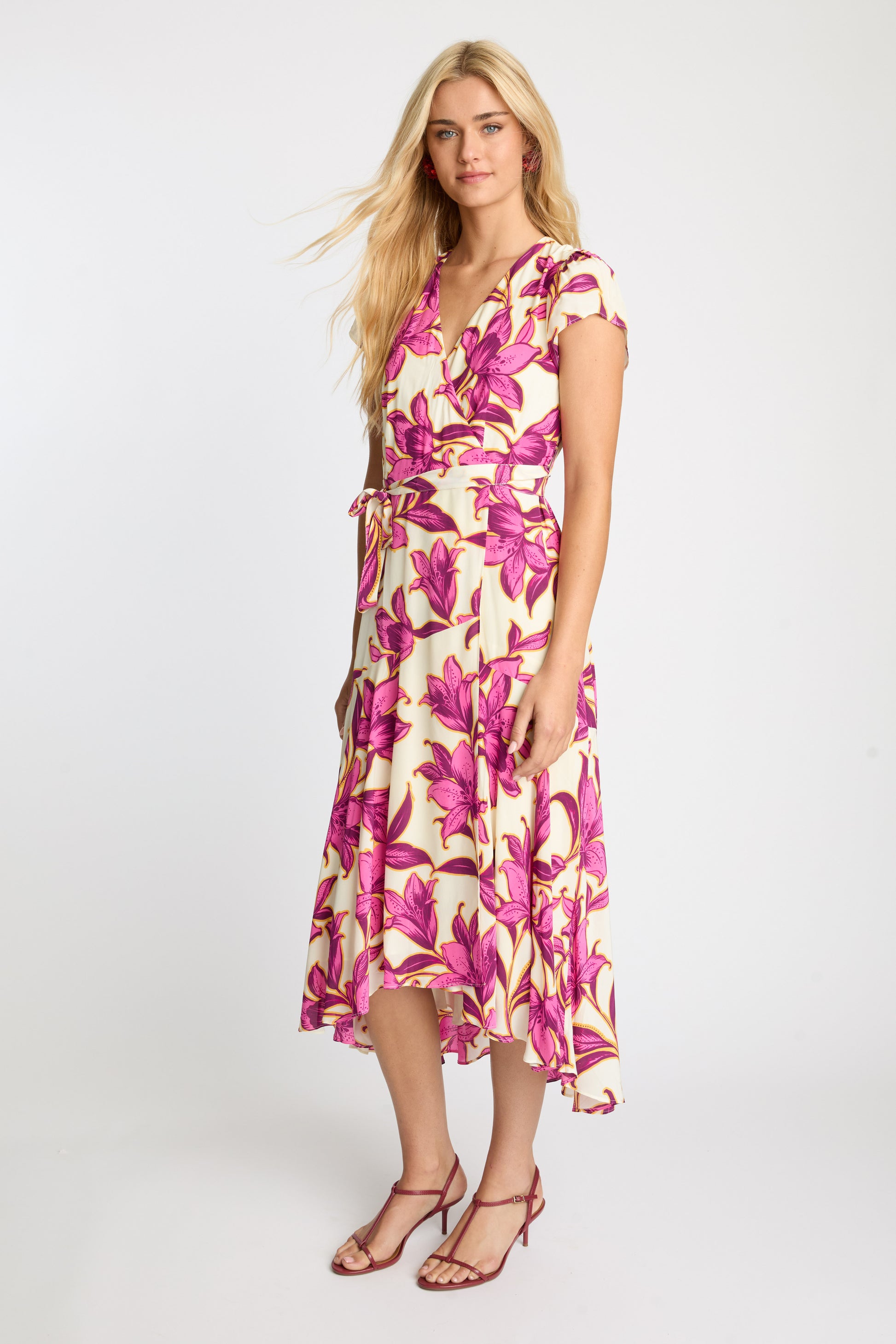 Caballero Lila Wrap Dress in Fuchsia Floret