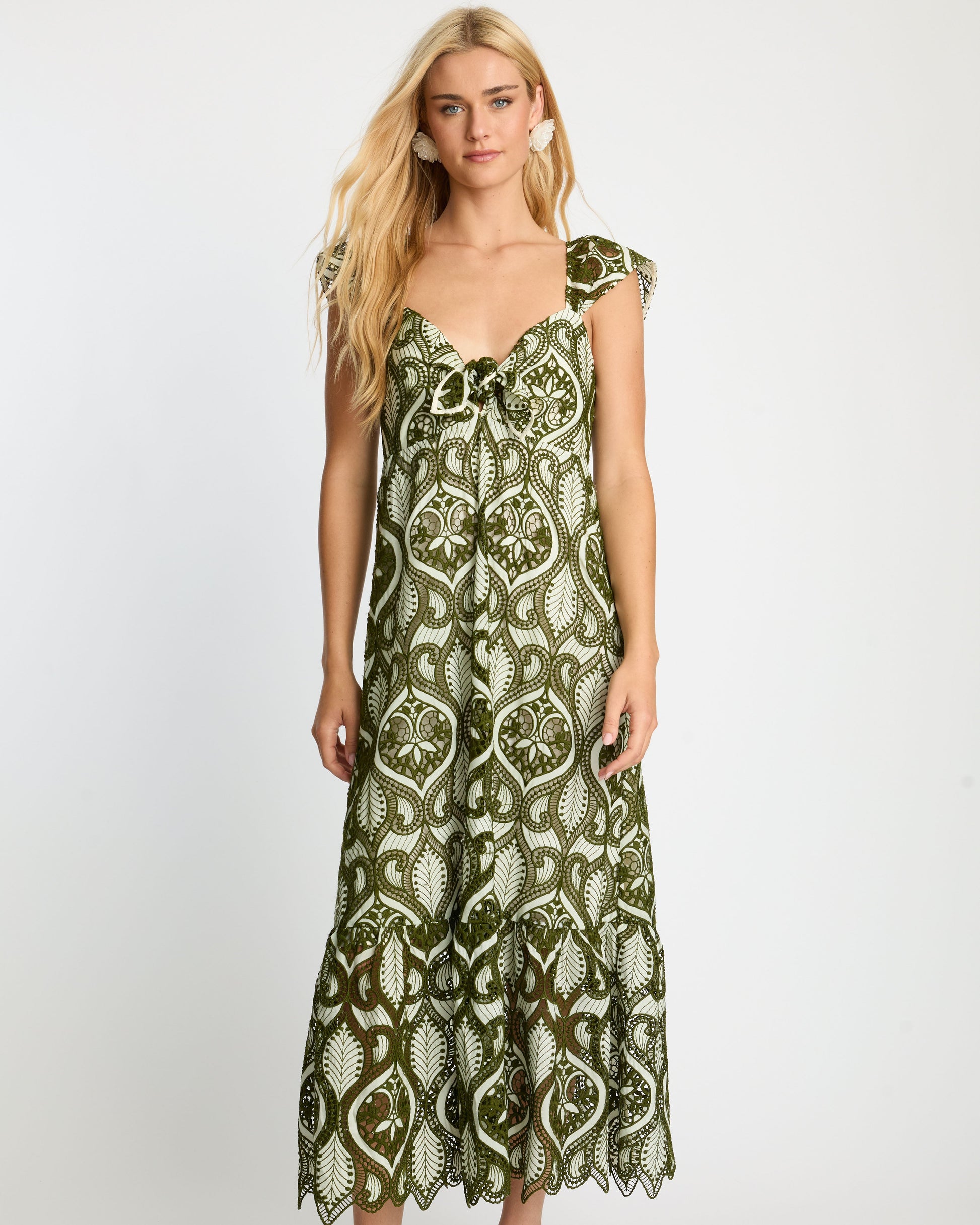 Caballero Gwen Dress in Loden Green Lace