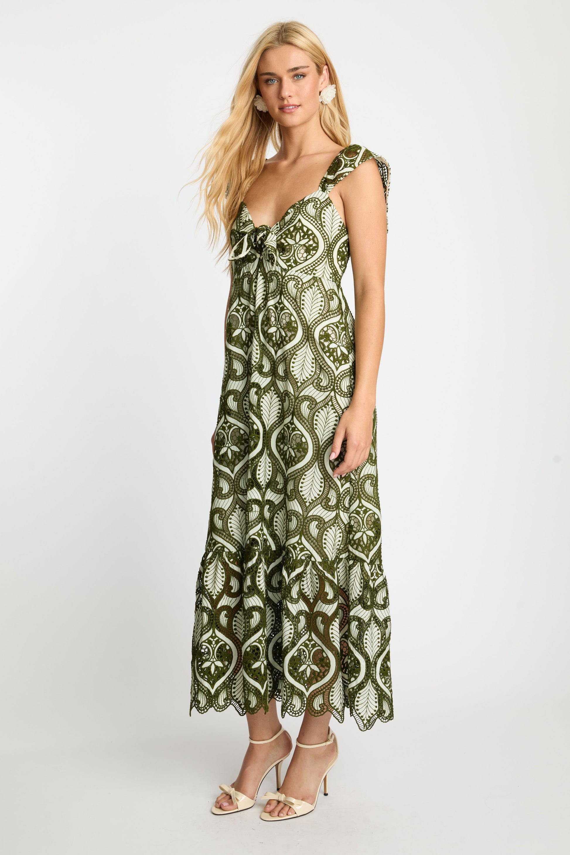 Caballero Gwen Dress in Loden Green Lace