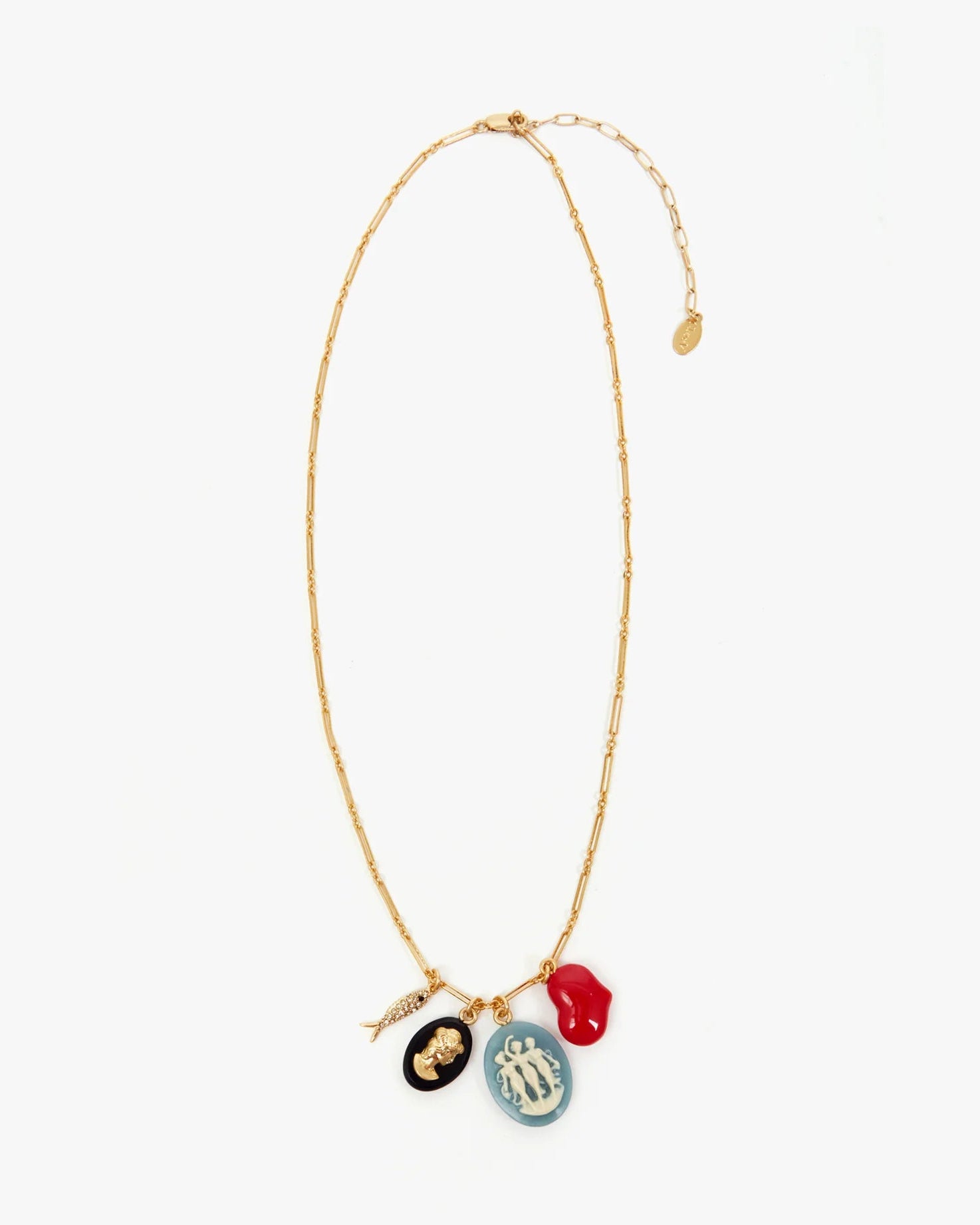 Clare V. Cameo Charm Necklace in Multi Color