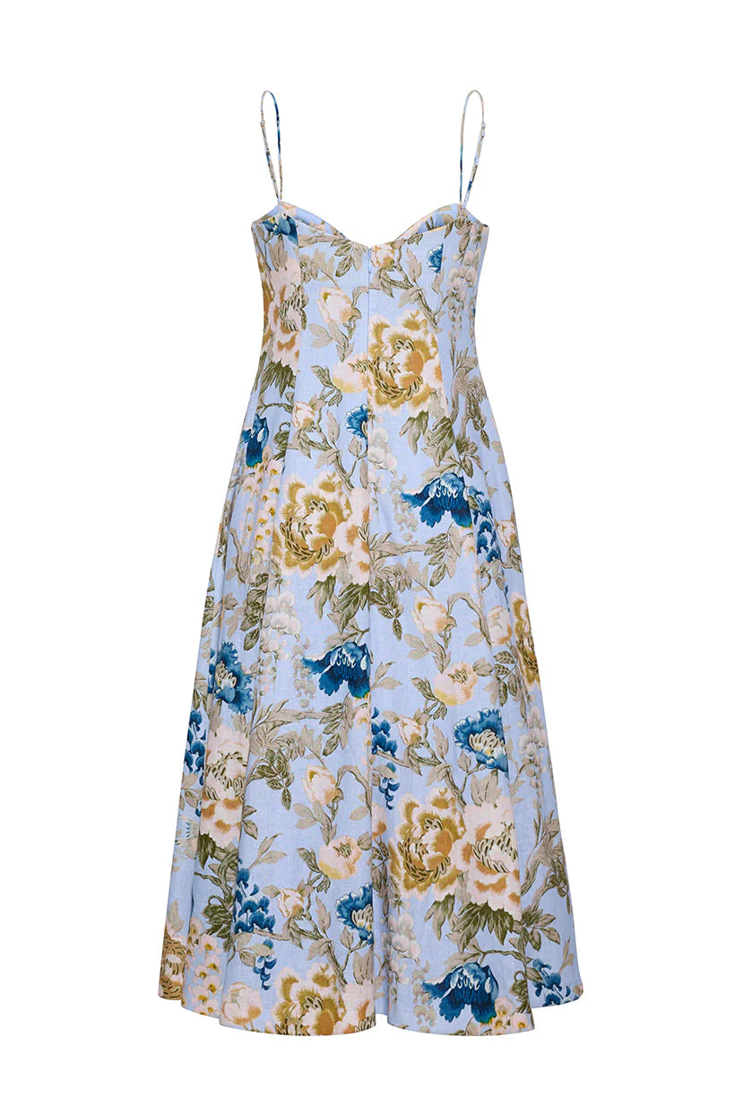 Cara Cara Cherry Dress in Flora Meadow Light Blue