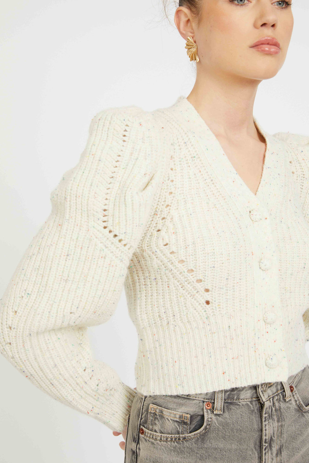 Caballero Audra Sweater in Antique White / Gray Morn