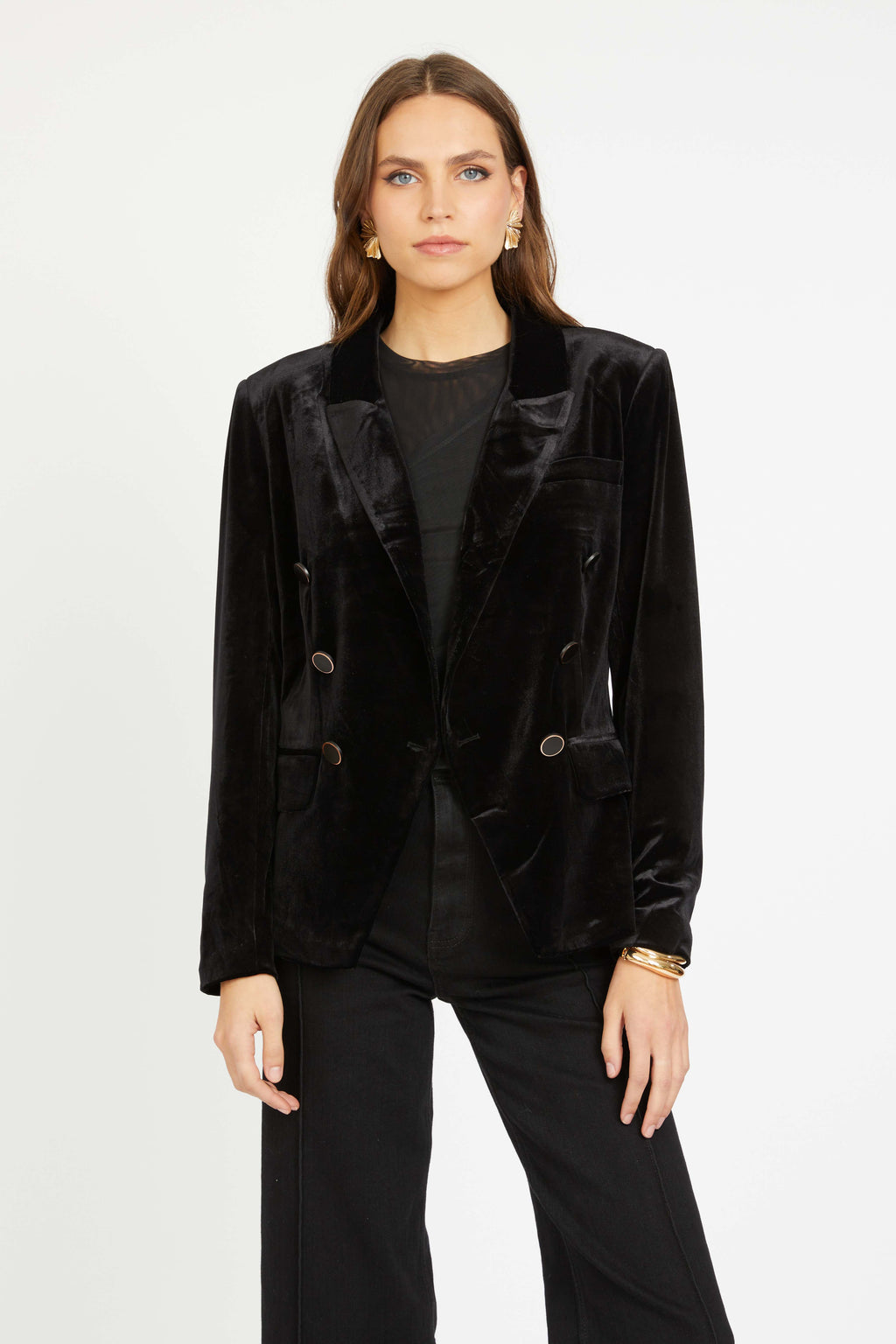 Caballero Kindra Jacket in Black Stretch Velvet