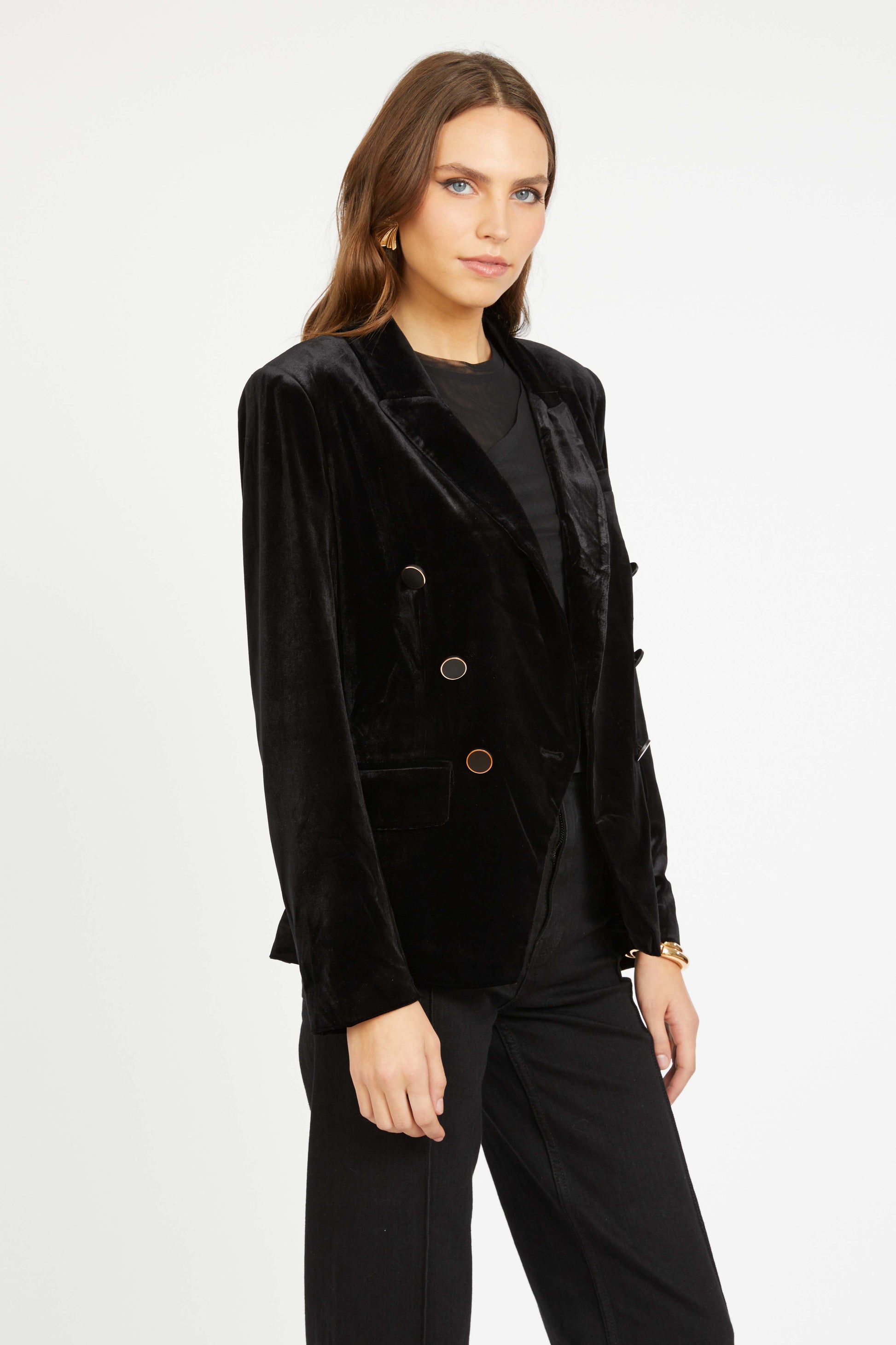 Caballero Kindra Jacket in Black Stretch Velvet