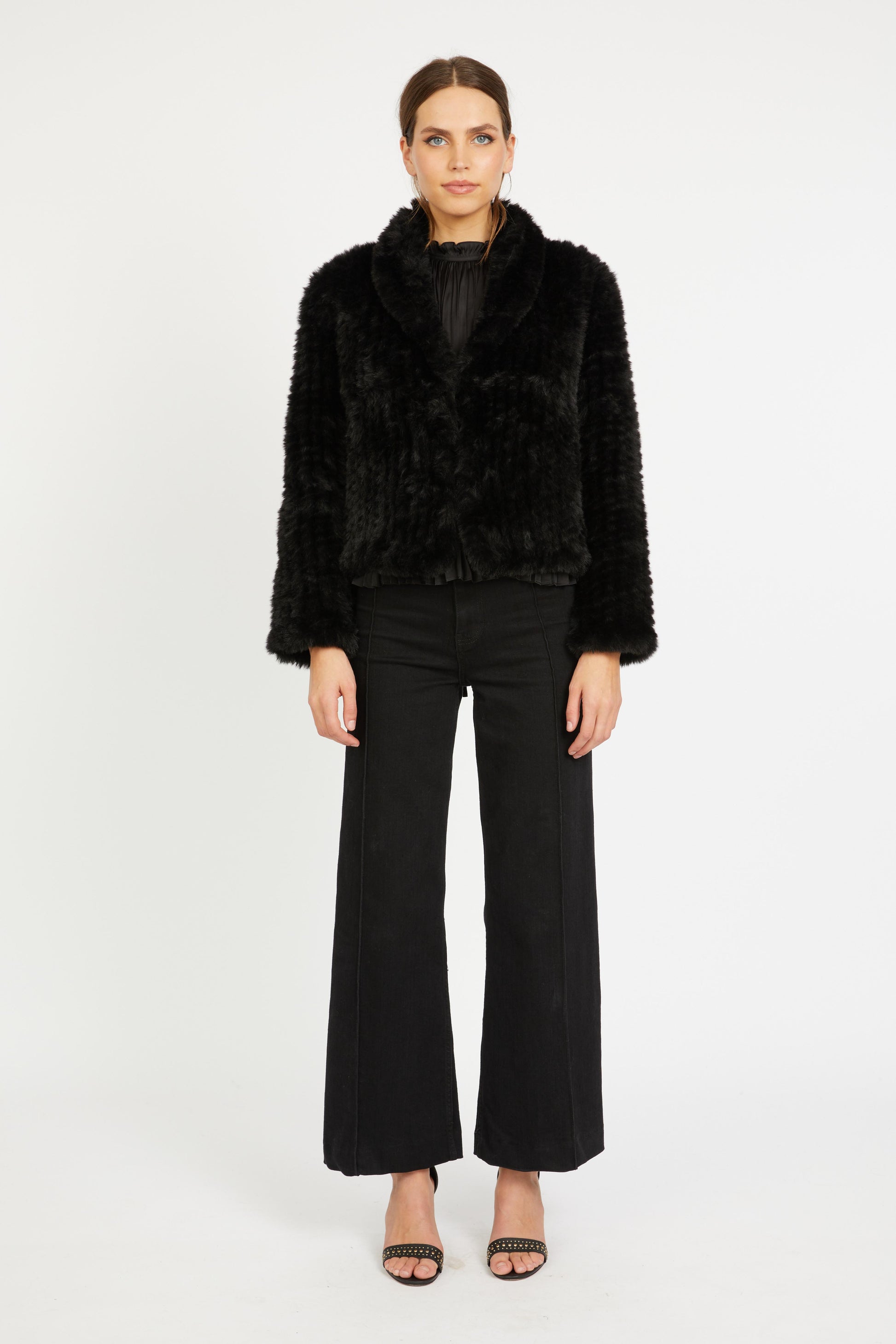 Caballero Ivanna Jacket in Black Faux Fur