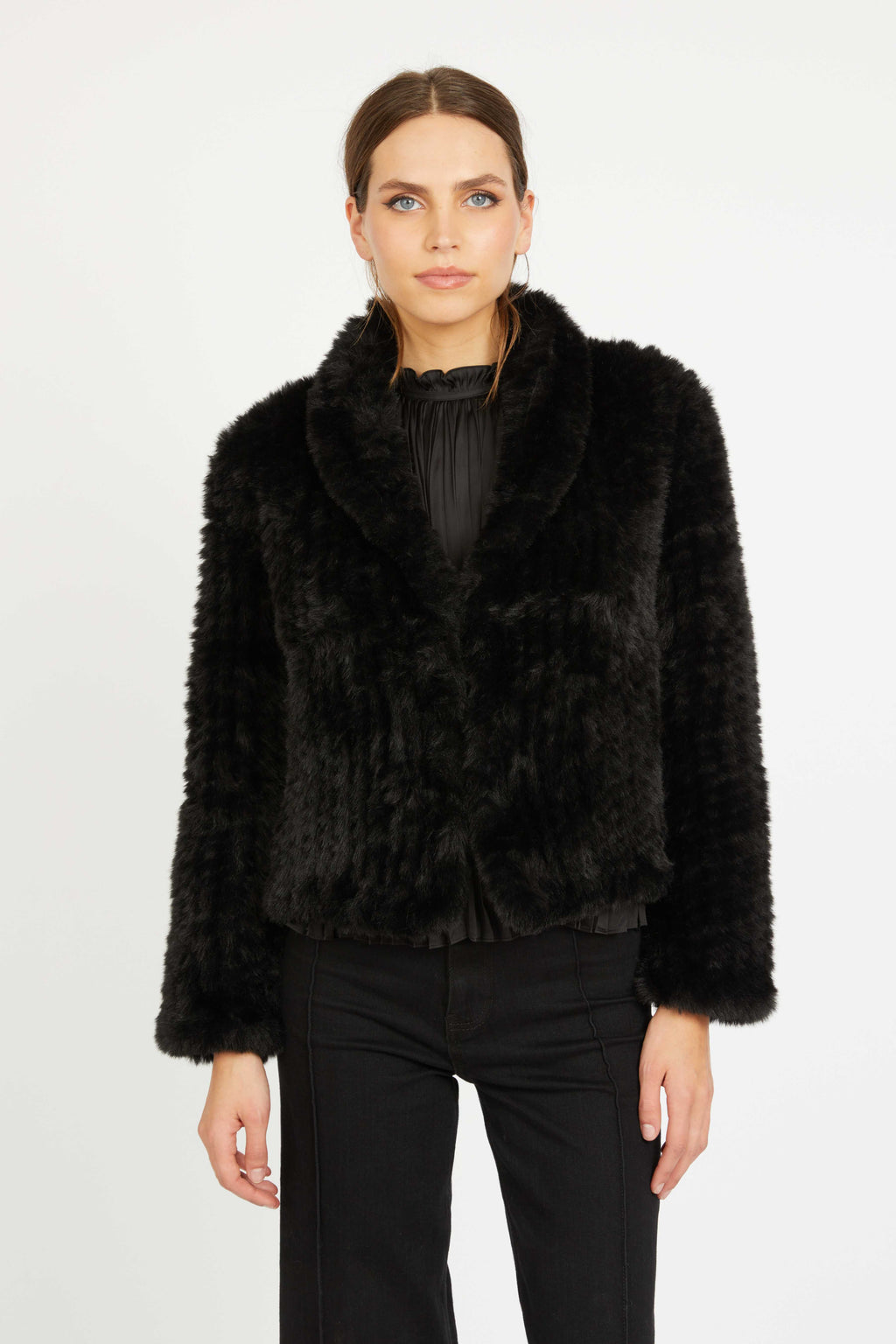 Caballero Ivanna Jacket in Black Faux Fur
