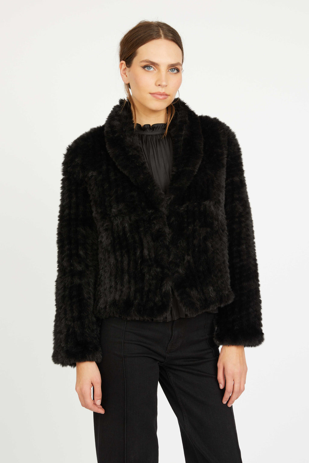 Caballero Ivanna Jacket in Black Faux Fur