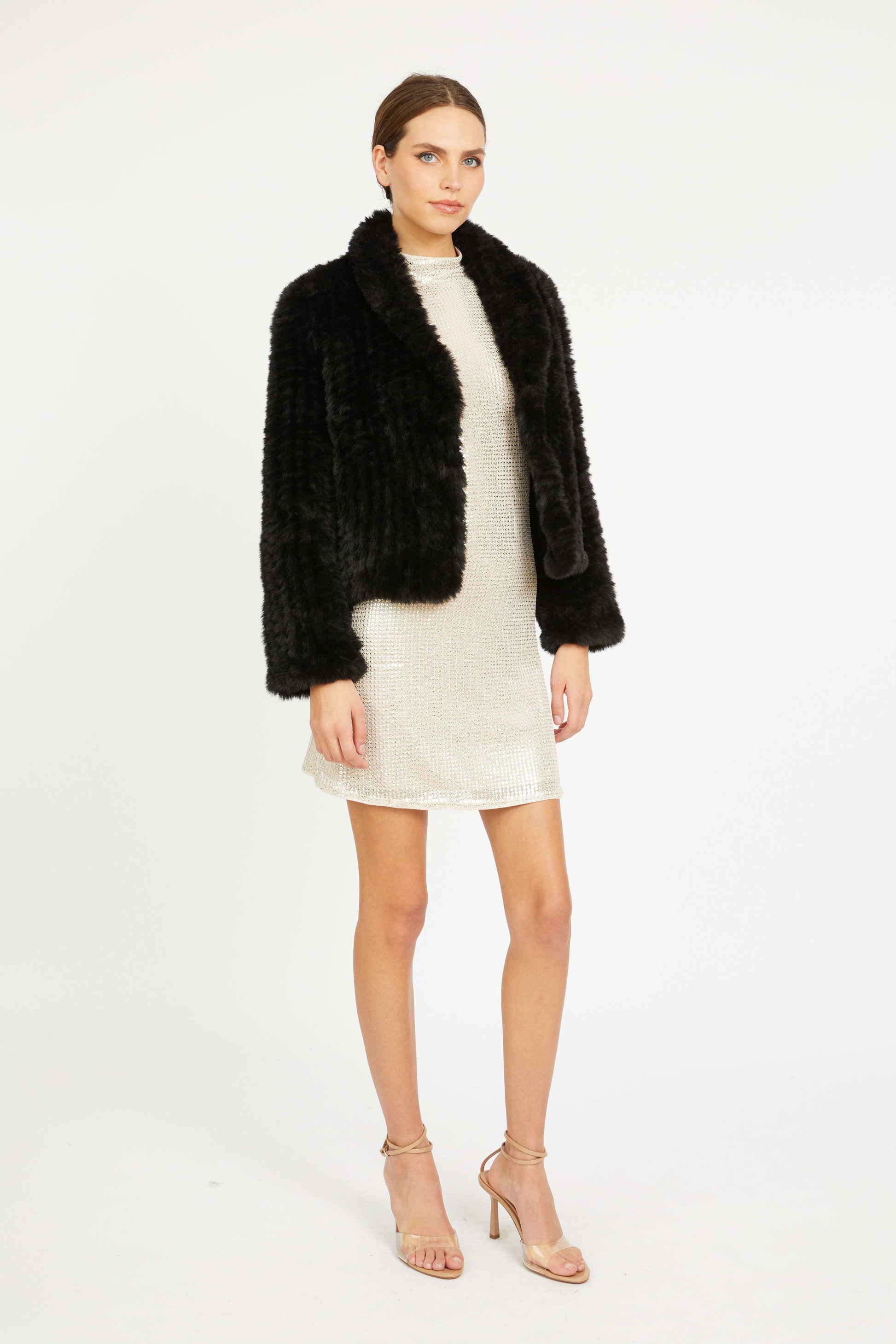 Caballero Ivanna Jacket in Black Faux Fur