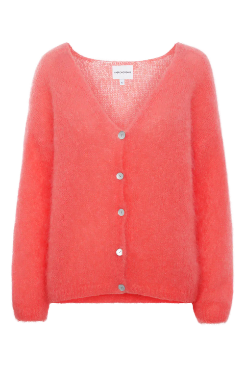 American Dreams Cornelia LS Cardigan in Coral Red