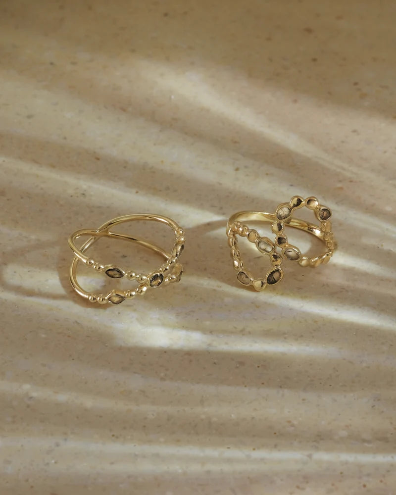 MLC Crossed Ring in Gold