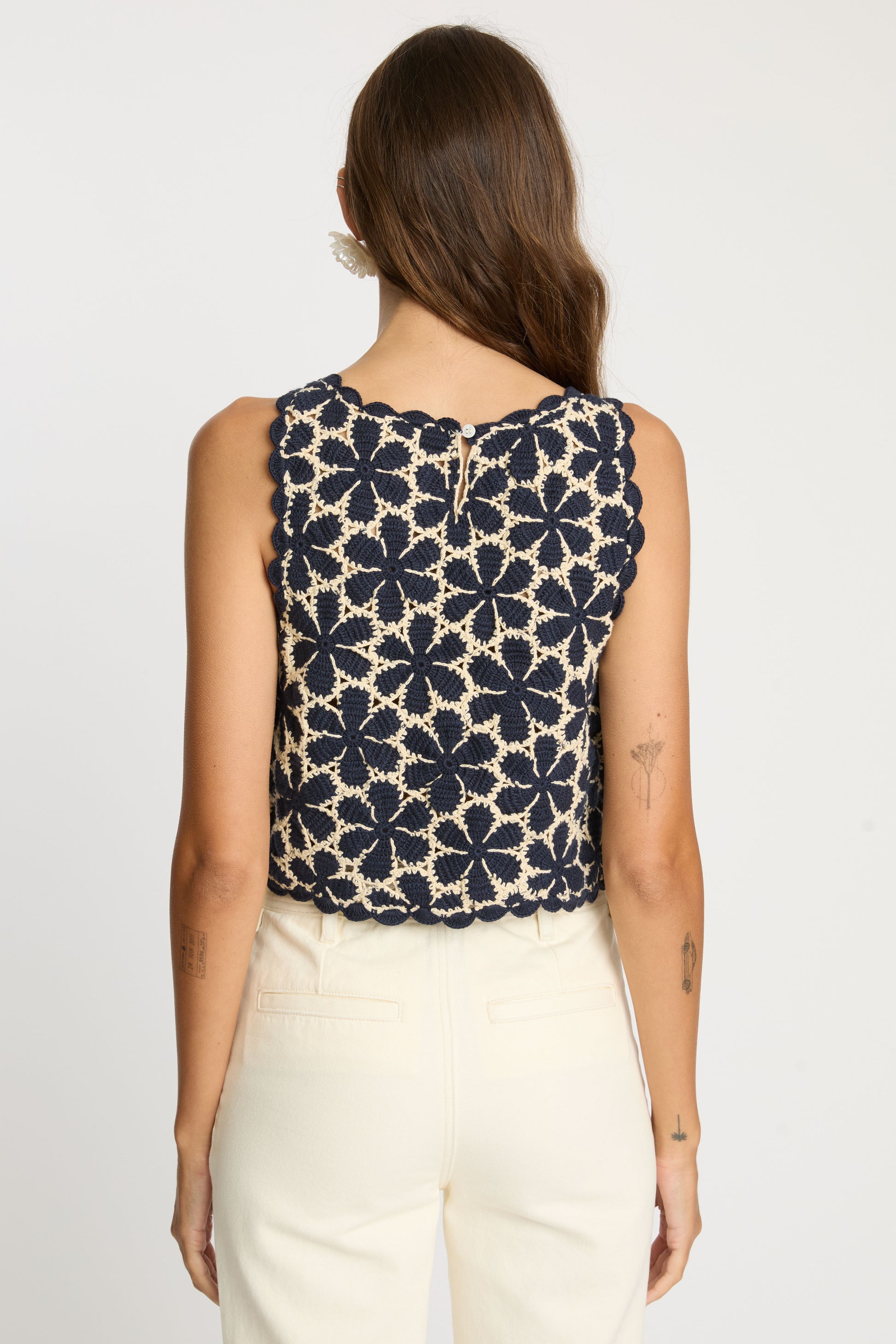 Caballero Isabelle Top in Navy / Cream