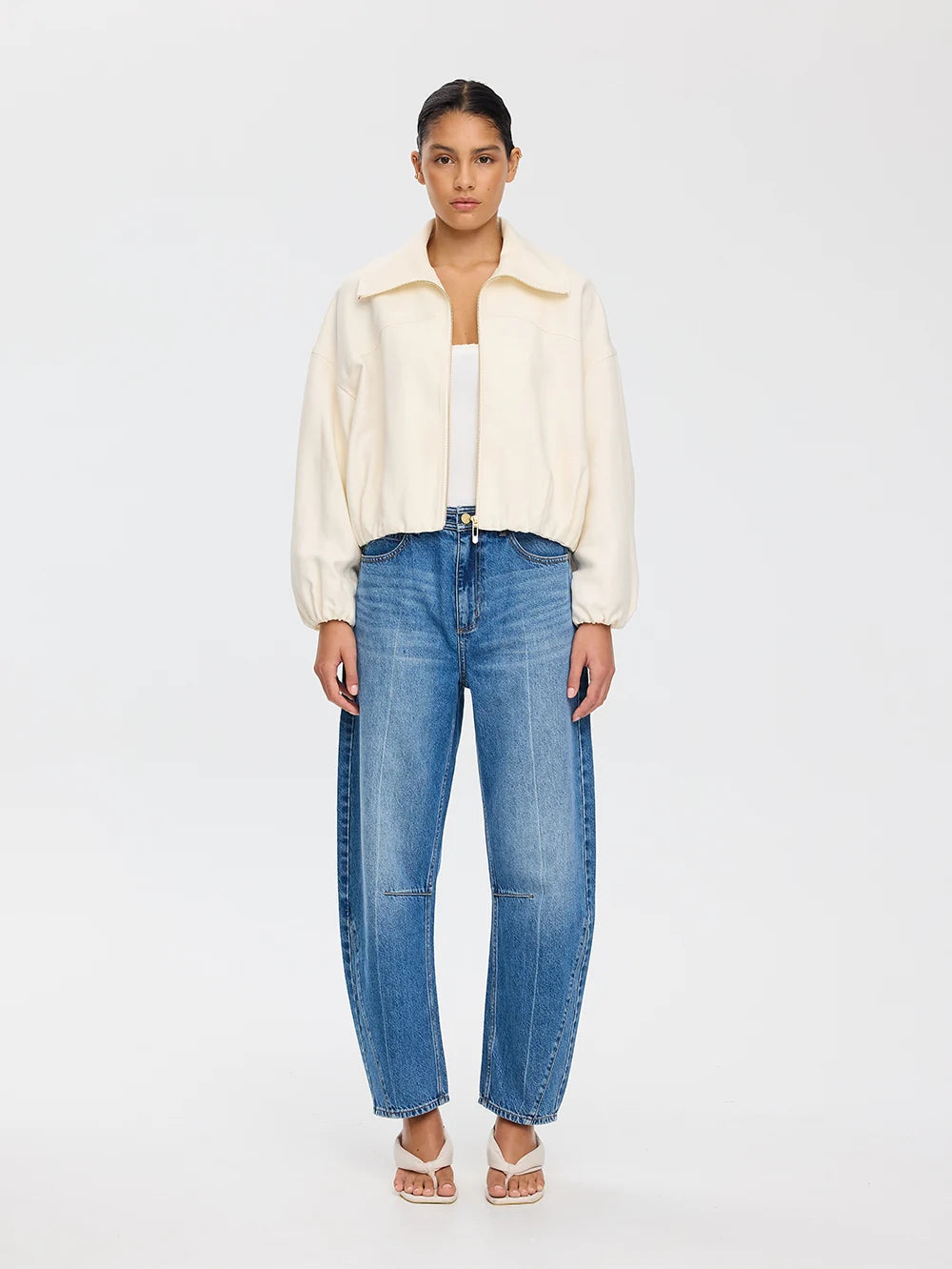 Kivari Cass Cropped Jacket in Ivory
