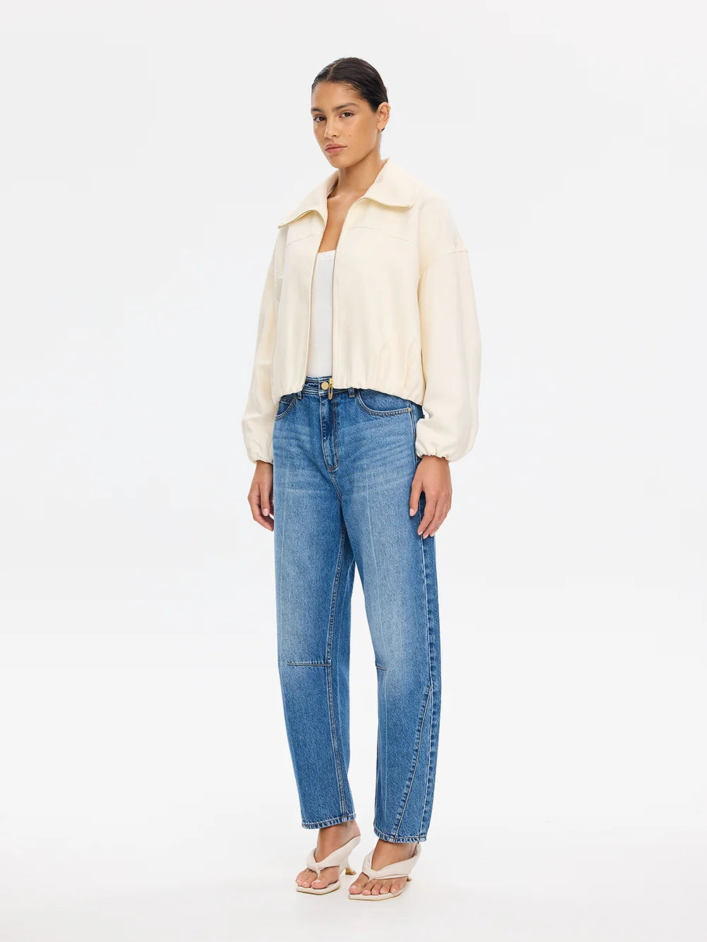 Kivari Cass Cropped Jacket in Ivory