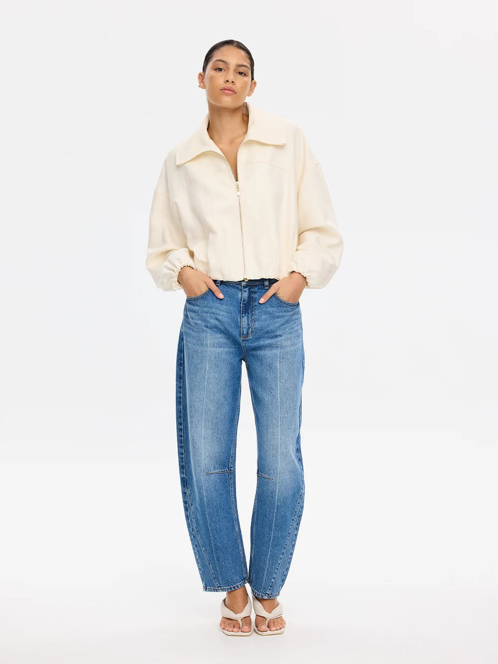 Kivari Cass Cropped Jacket in Ivory