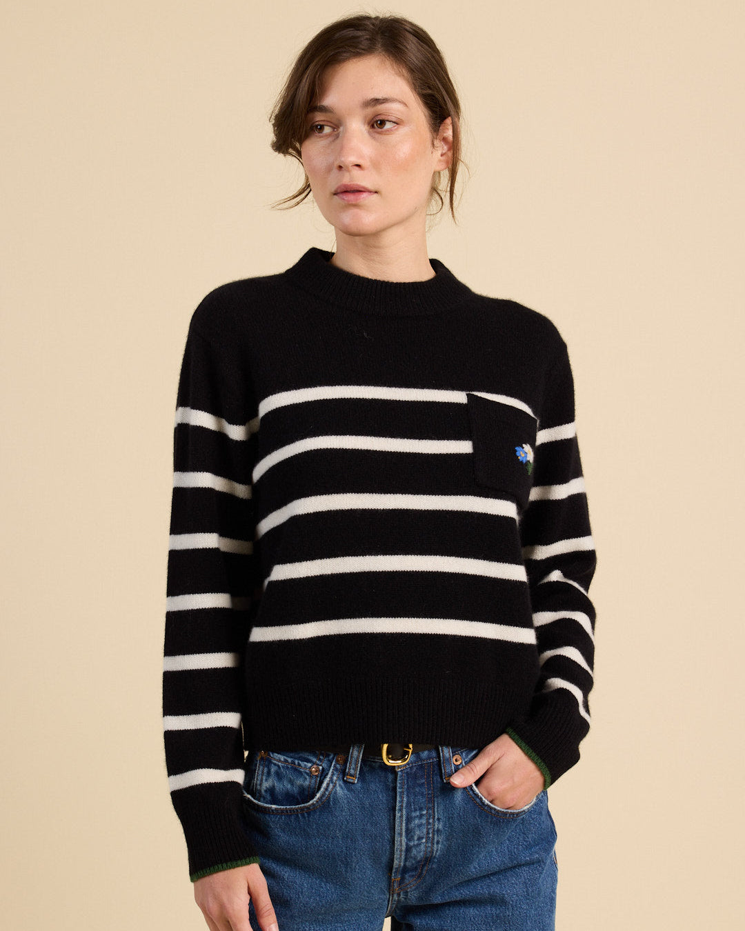 Trovata Oksana Sweater in Black Stripe