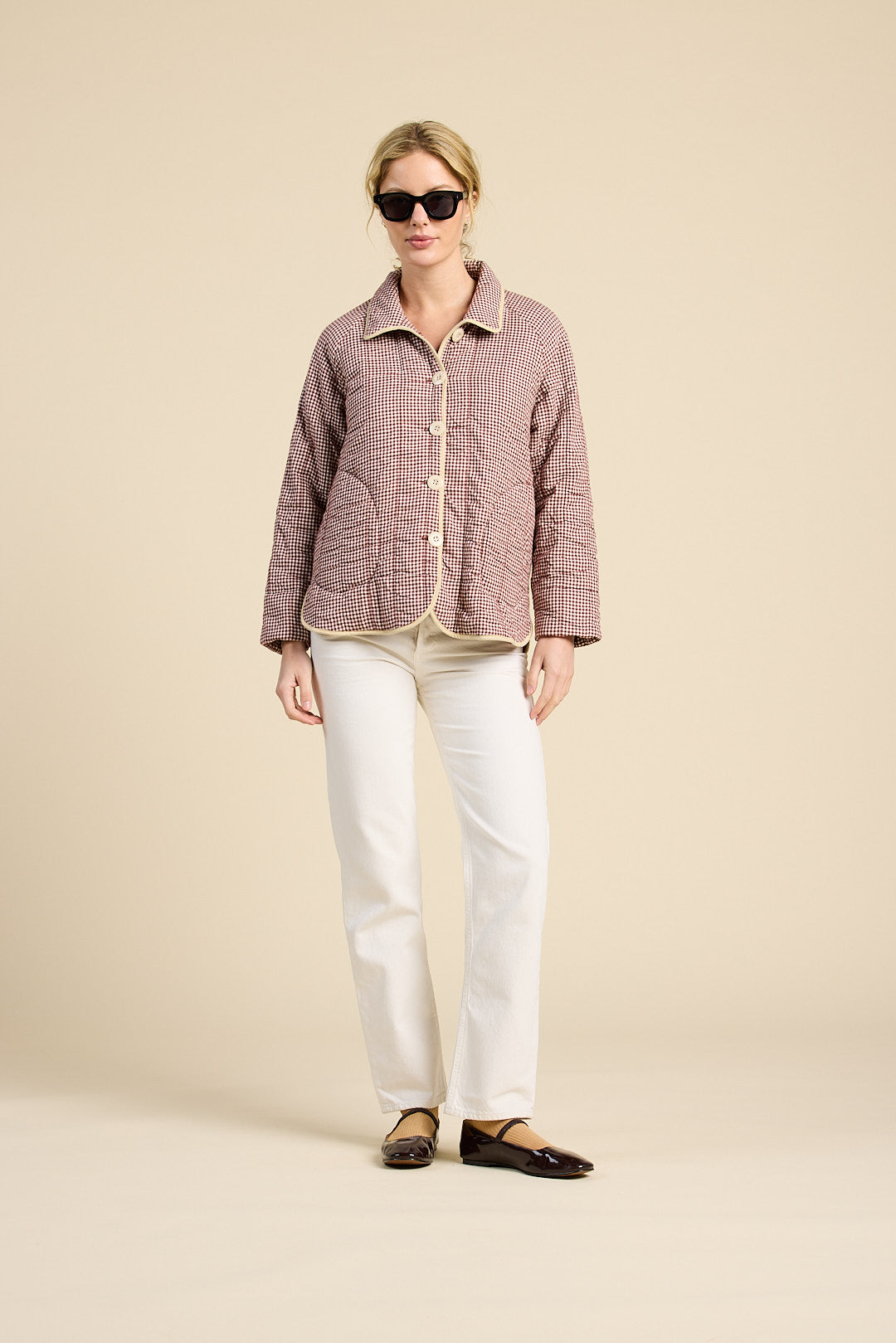 Trovata Ginny Quilted Jacket in Mahogany Check