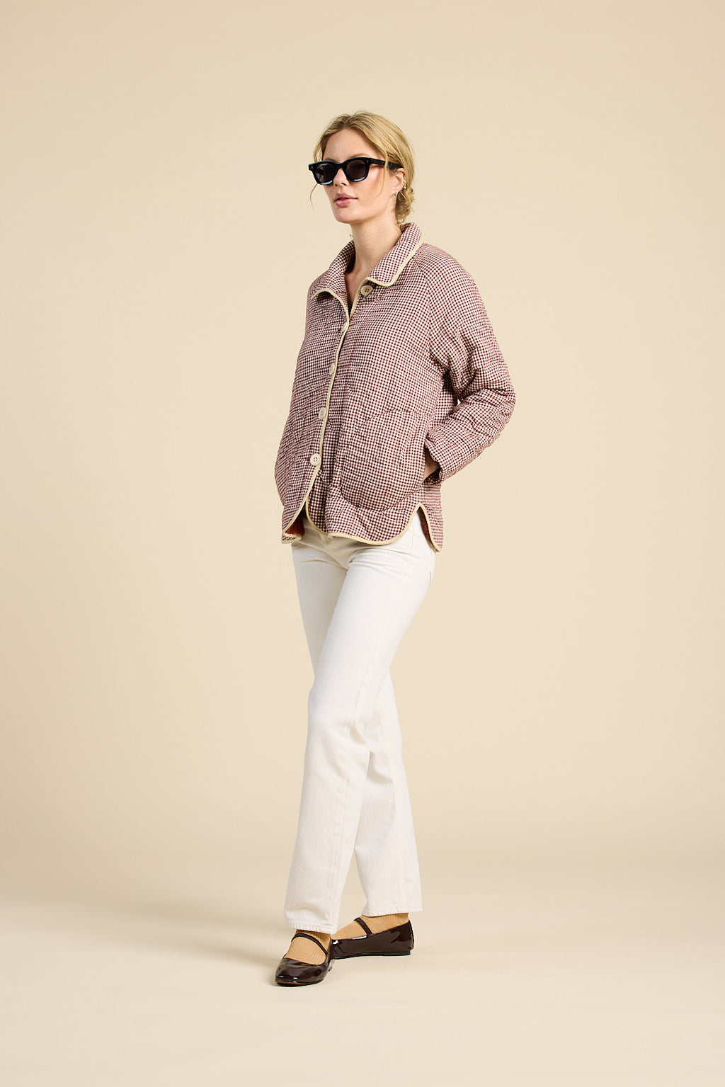 Trovata Ginny Quilted Jacket in Mahogany Check