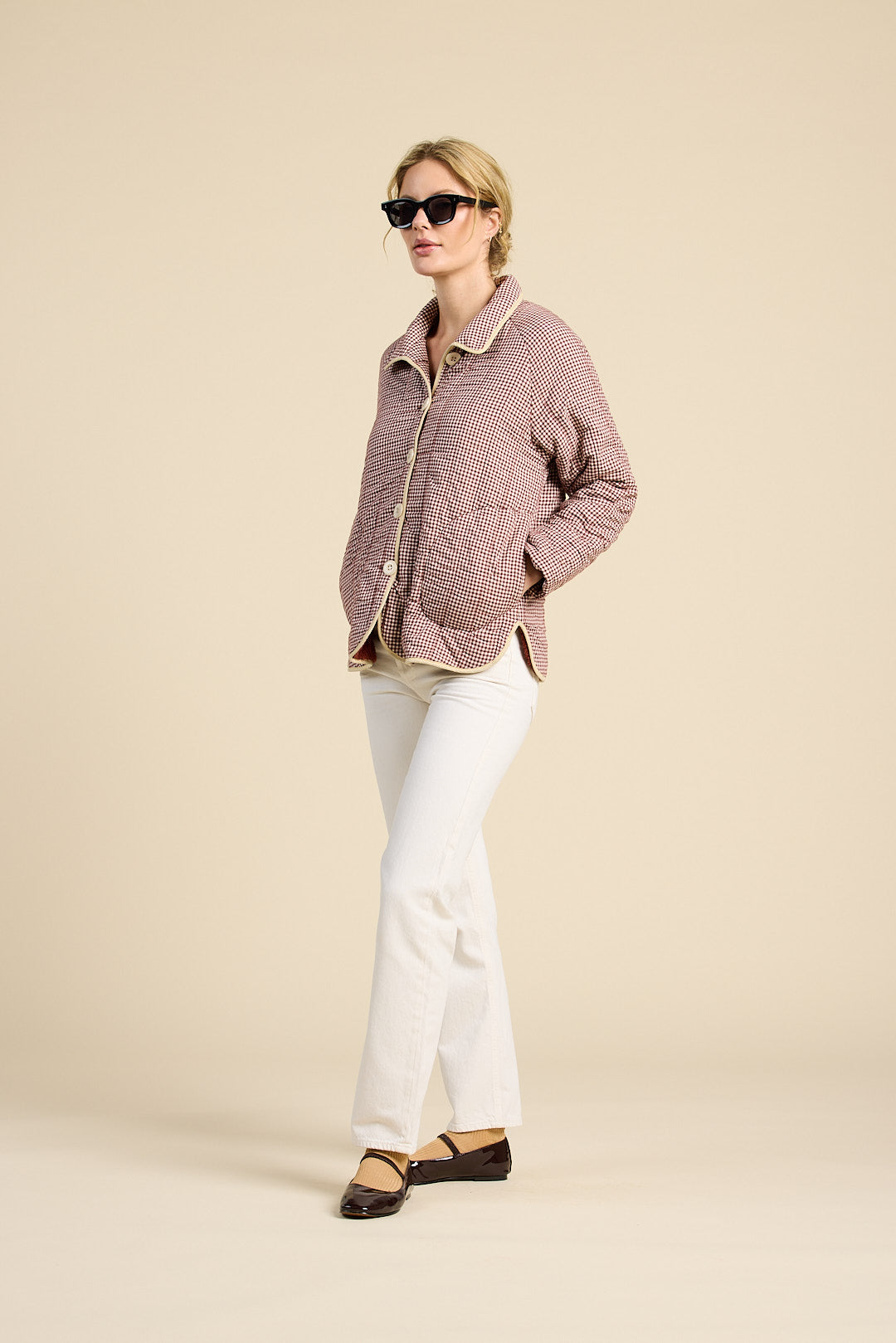 Trovata Ginny Quilted Jacket in Mahogany Check