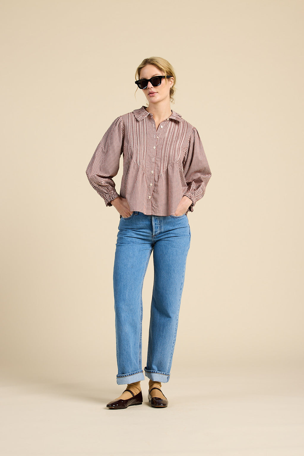 Trovata Francesca Blouse in Mahogany Check