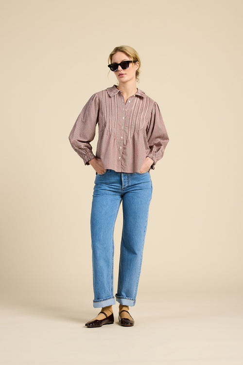 Trovata Francesca Blouse in Mahogany Check