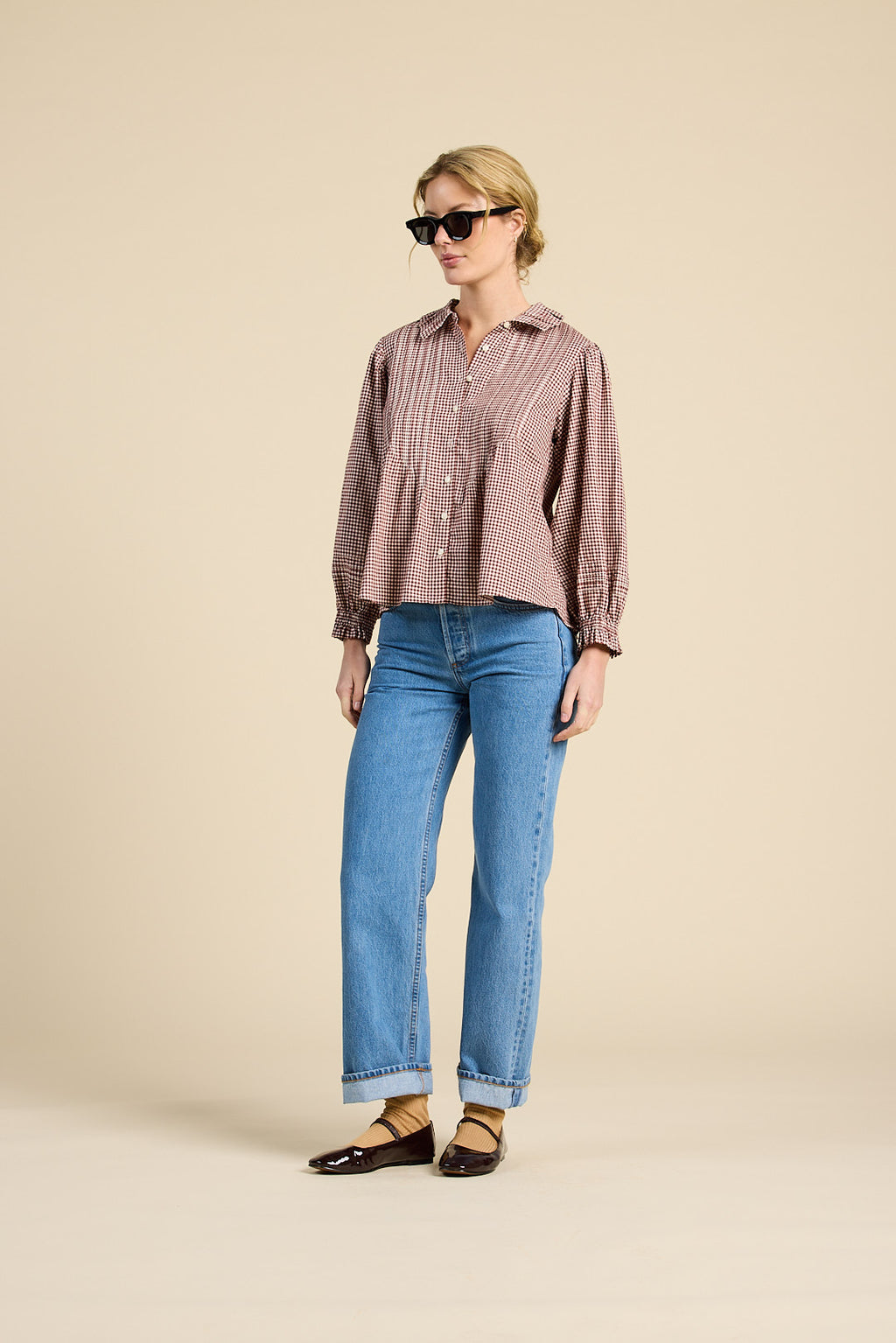 Trovata Francesca Blouse in Mahogany Check