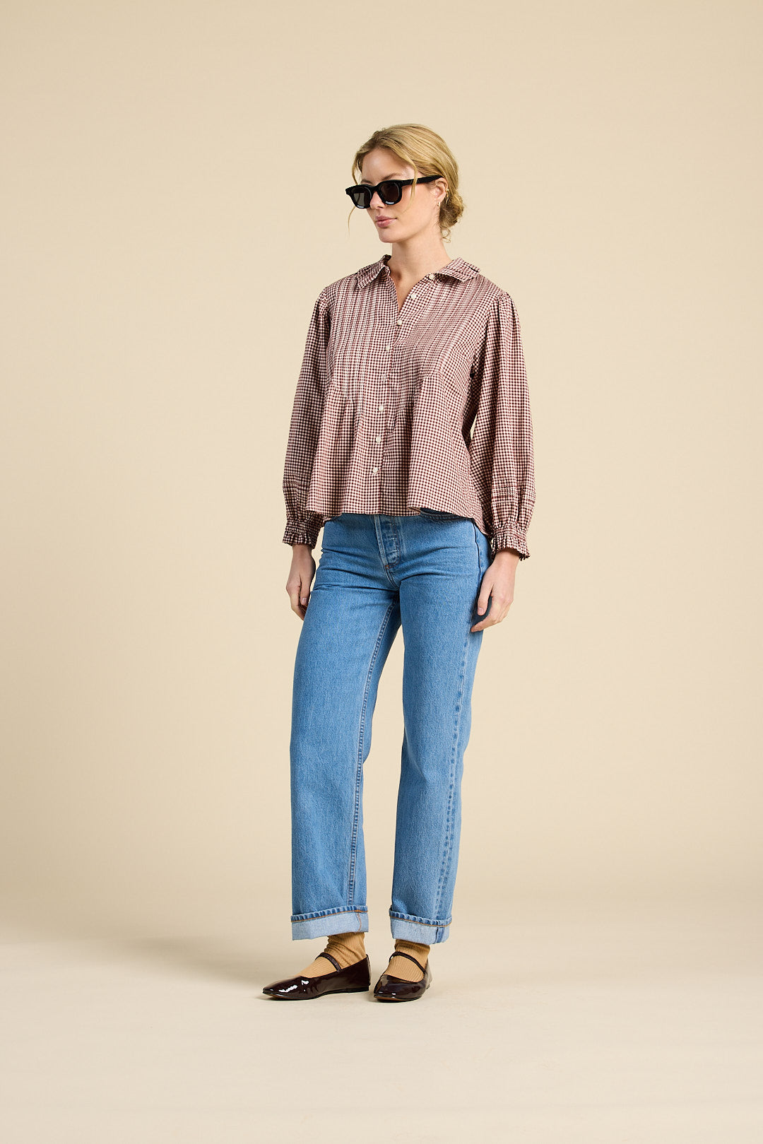 Trovata Francesca Blouse in Mahogany Check