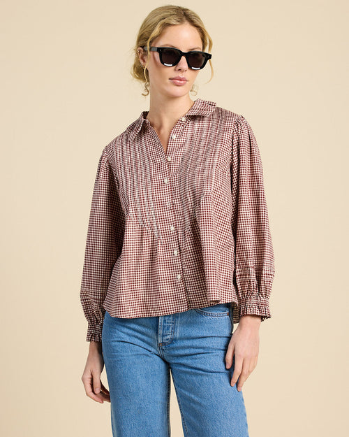 Trovata Francesca Blouse in Mahogany Check