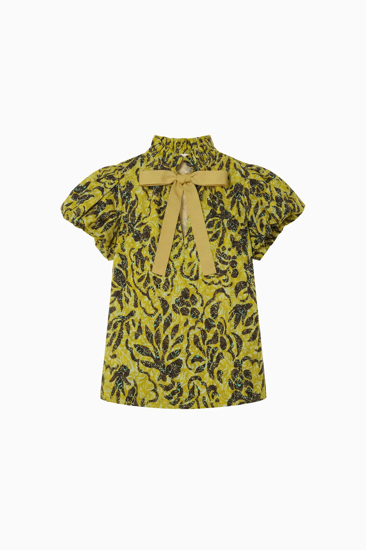 Ulla Johnson Estela Short Sleeve Top in Chartreuse