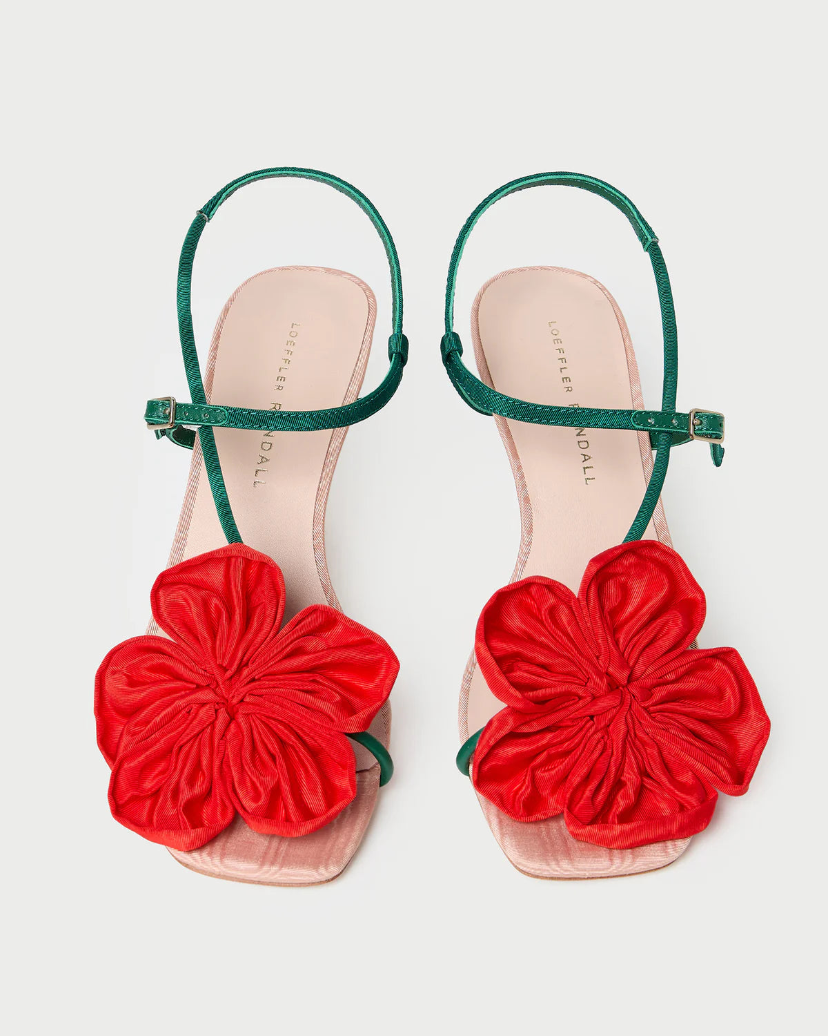 Loeffler Randall Frank Red/Green Moiré Flower Sandal