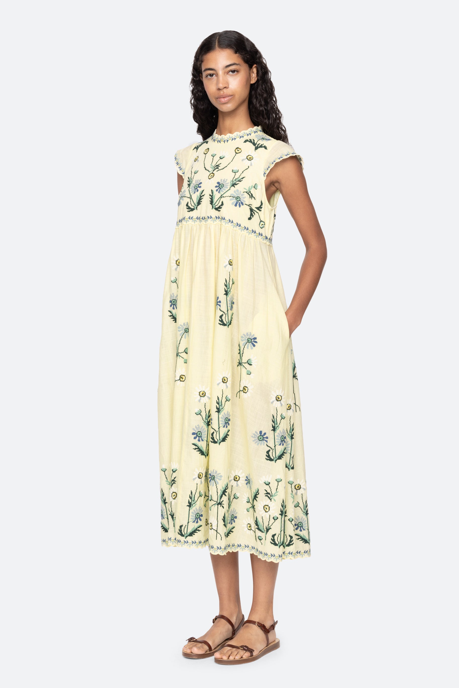 Sea New York Audra Embroidery Midi Dress