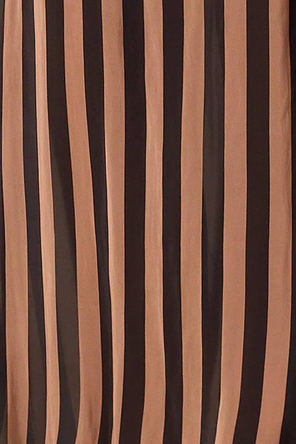 Natalie Martin Monét Dress in Thick Stripe Black & Tan