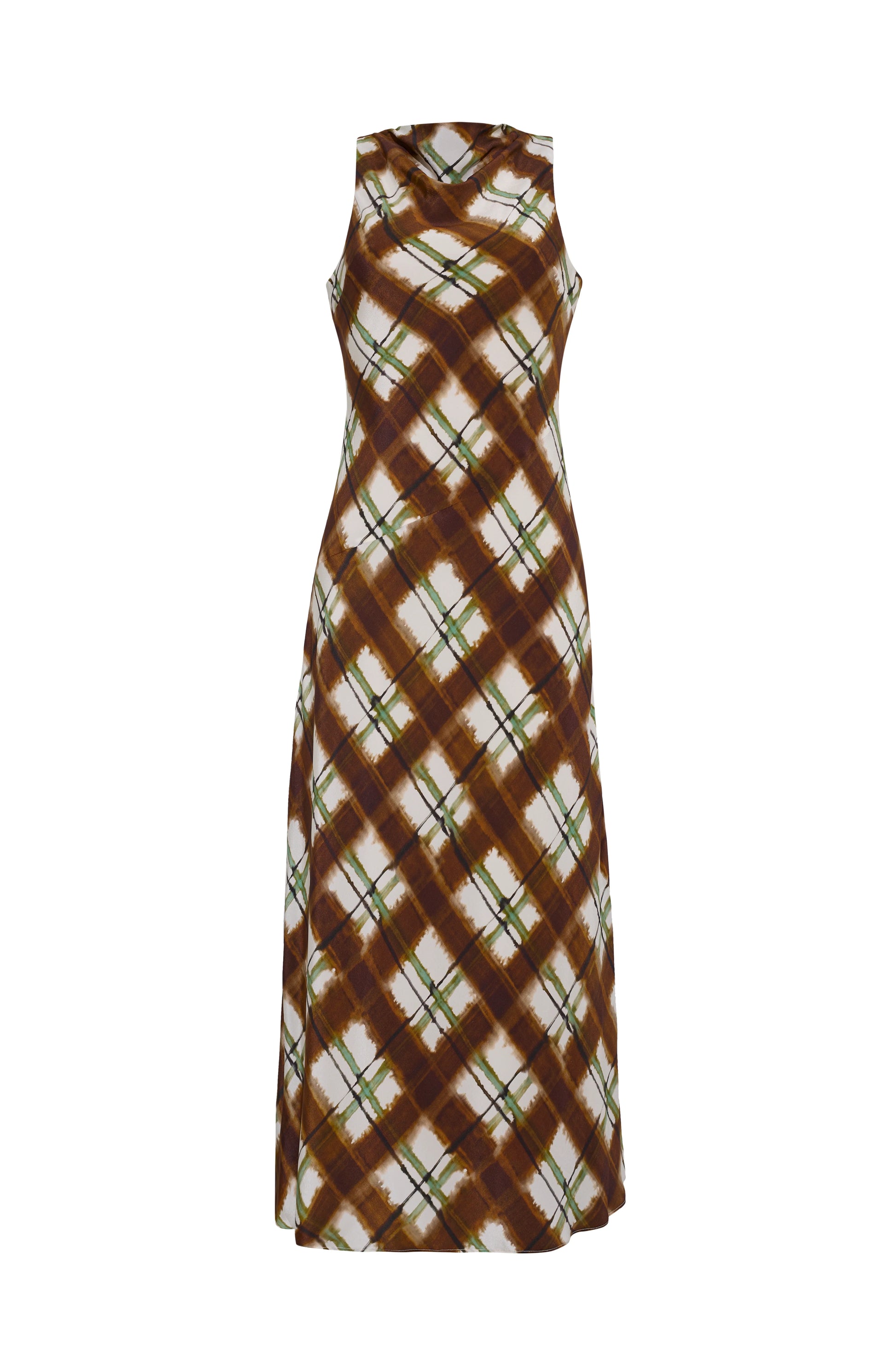 Cara Cara Crystal Midi Dress in Painted Plaid Brown
