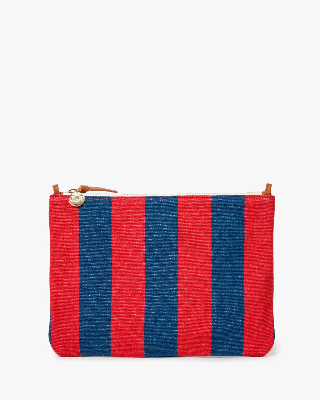 Clare V. Flat Clutch w/ Tabs in Poppy/French Blue