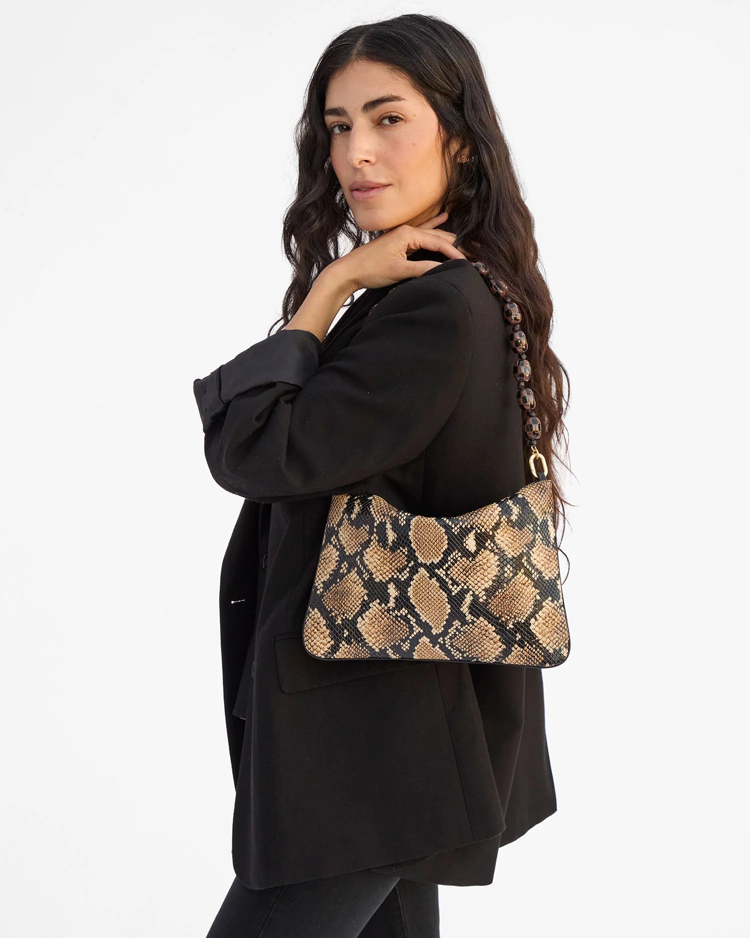 Clare V. Flat Clutch w/ Tabs in Desert Snake