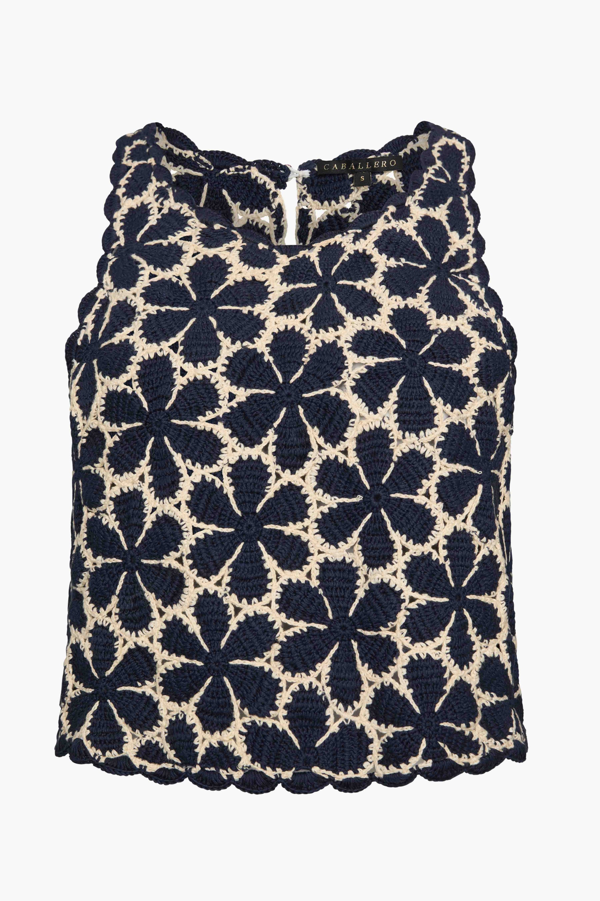 Caballero Isabelle Top in Navy / Cream