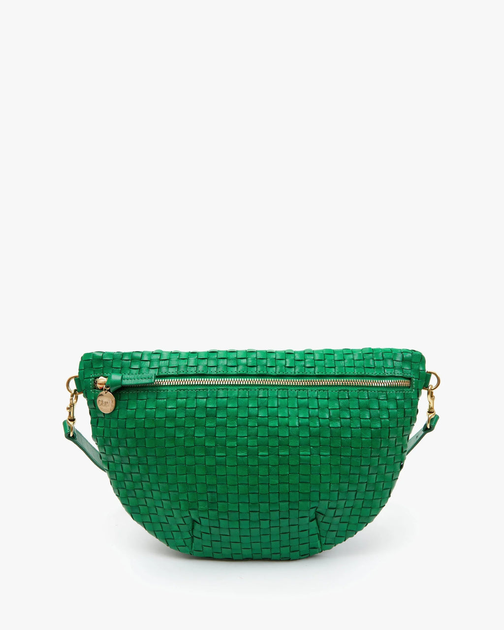 Clare V. Grande Fanny Woven Checker in Grass
