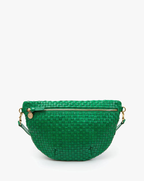 Clare V. Grande Fanny Woven Checker in Grass
