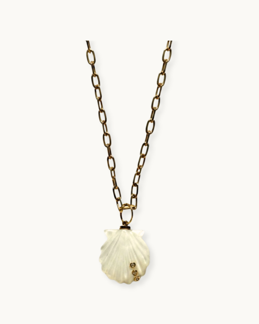 Pade Vavra Shell Charm with 14k Gold and Diamond