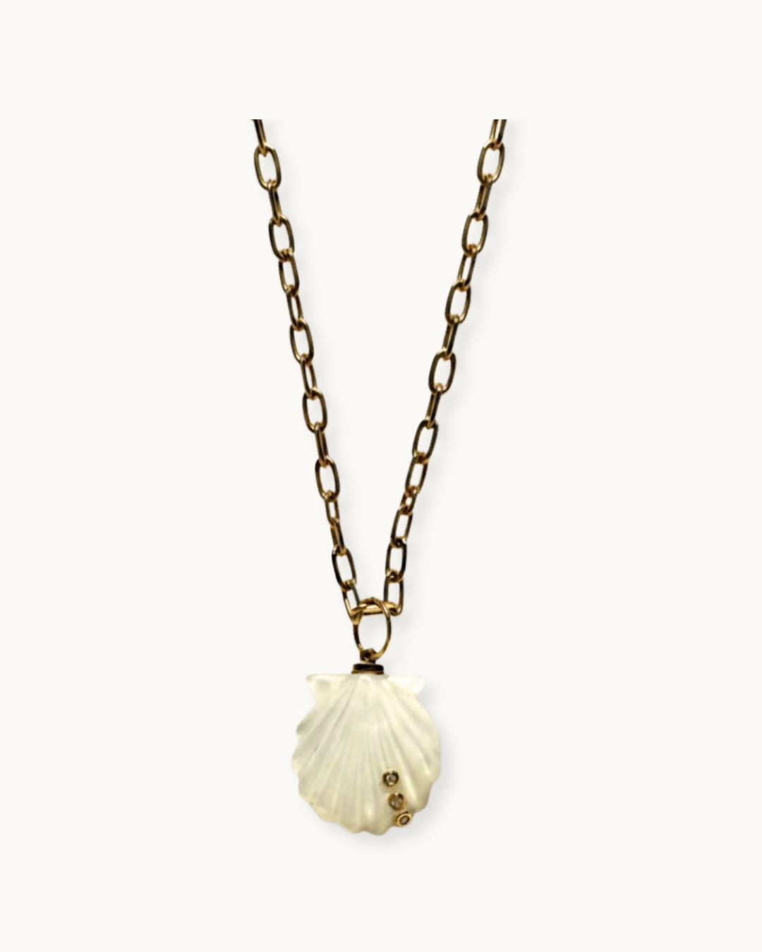 Pade Vavra Shell Charm with 14k Gold and Diamond