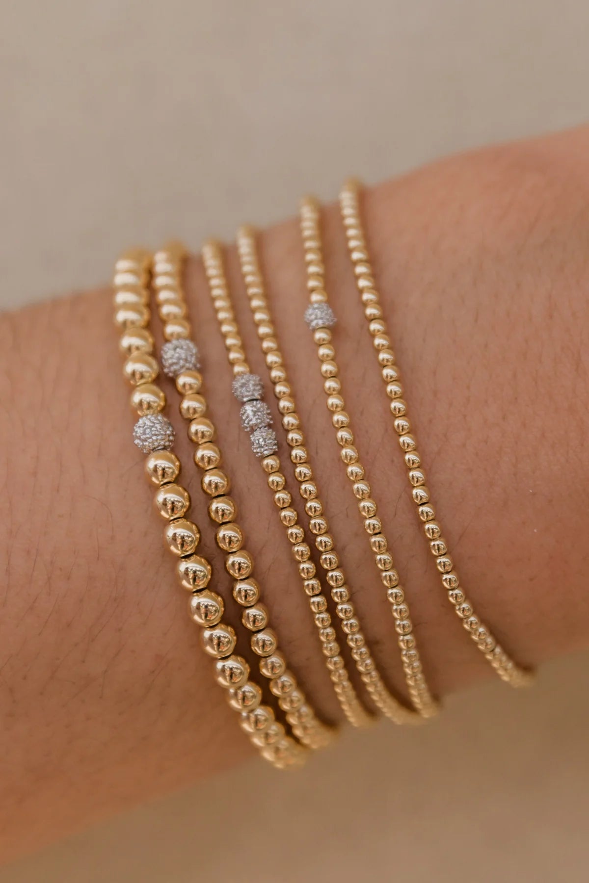 Karen Lazar 4MM Signature Bracelet with 14K  Diamond Bead