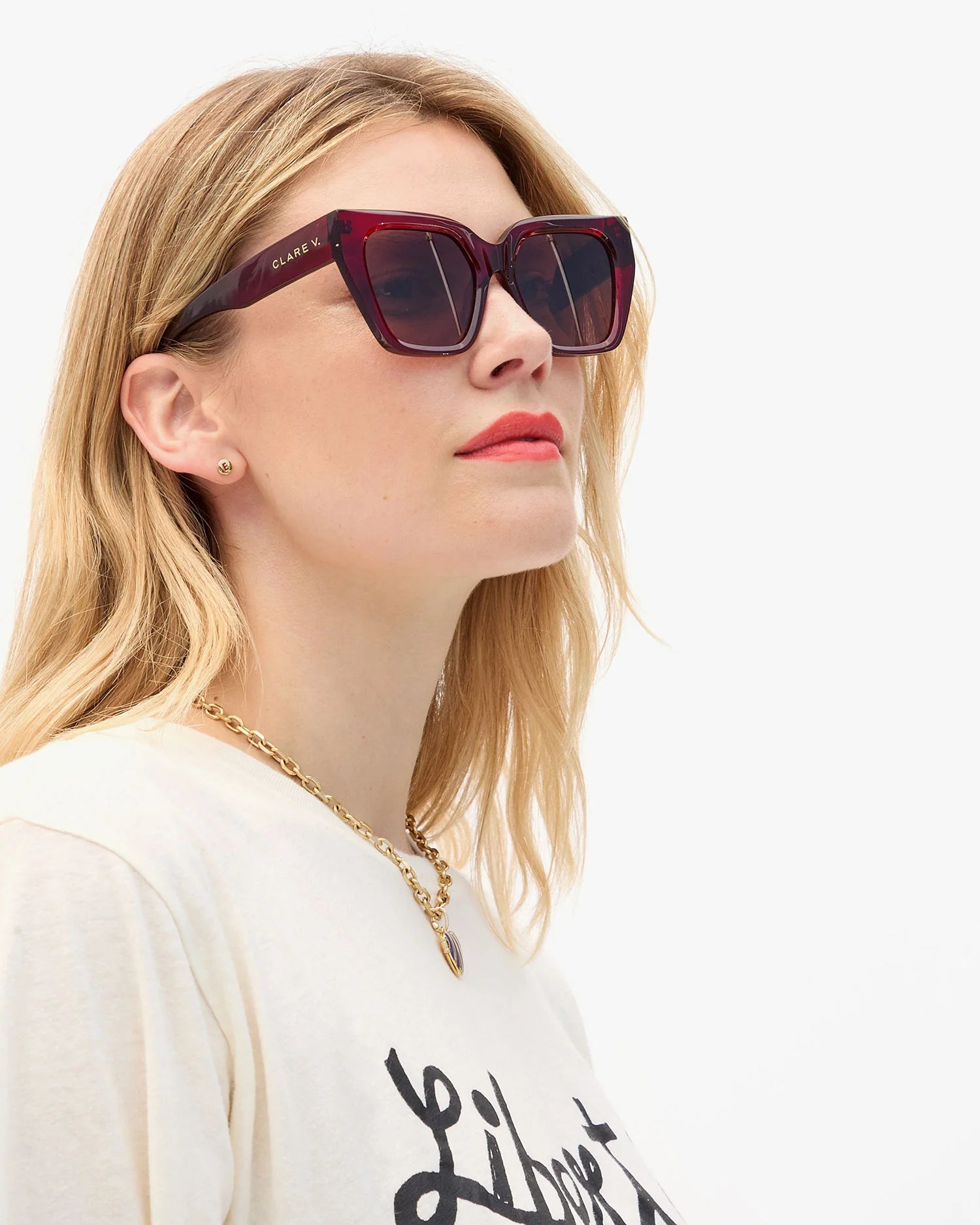 Clare V. Heather Sunglasses in Plumingo