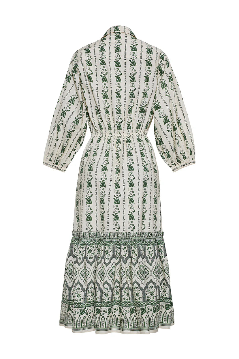 Cara Cara Hutton Dress in Vining Flora Green