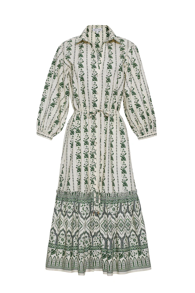 Cara Cara Hutton Dress in Vining Flora Green