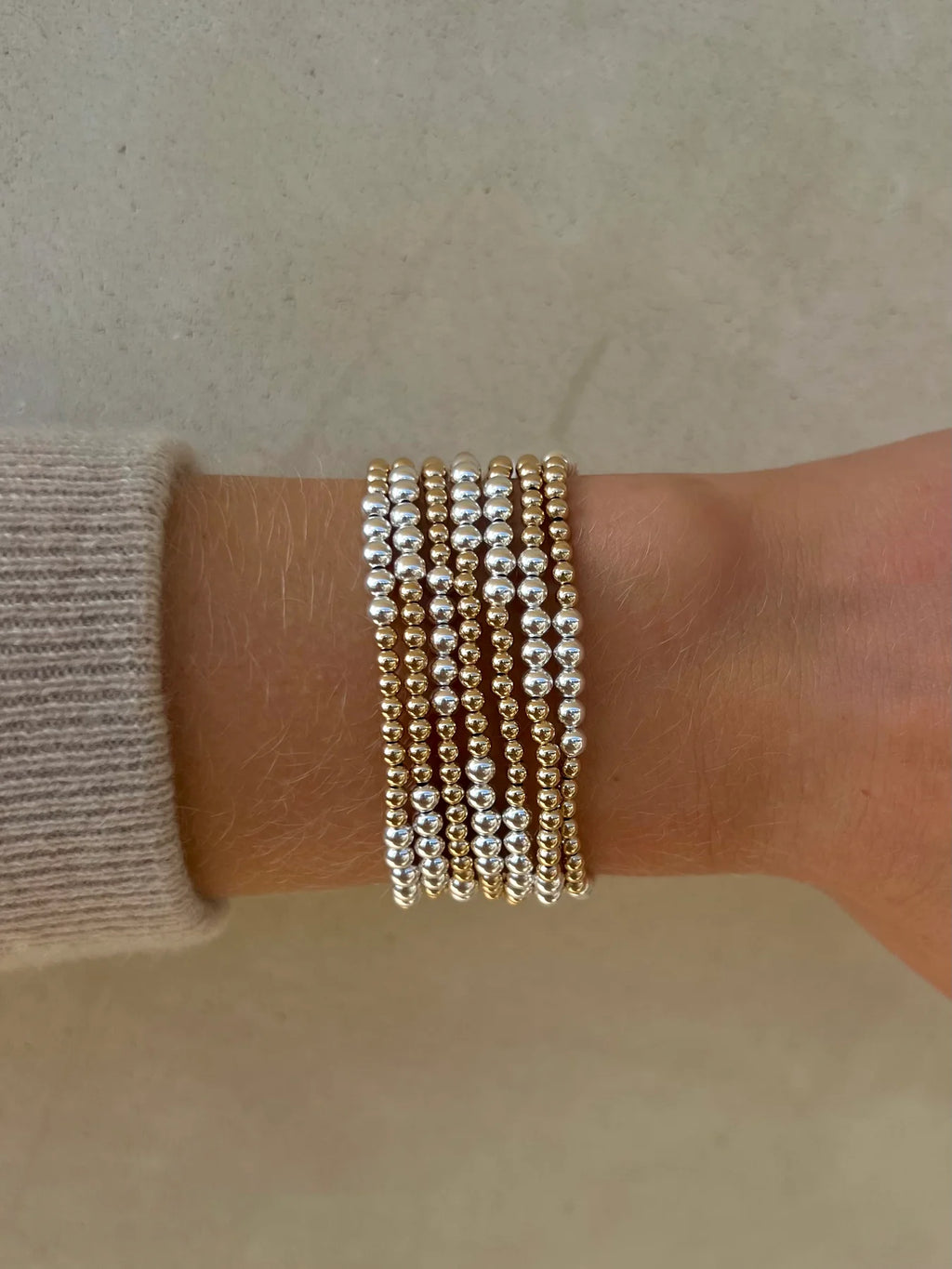 Karen Lazar 3MM Yellow Gold Filled Bracelet with 4MM Sterling Silver