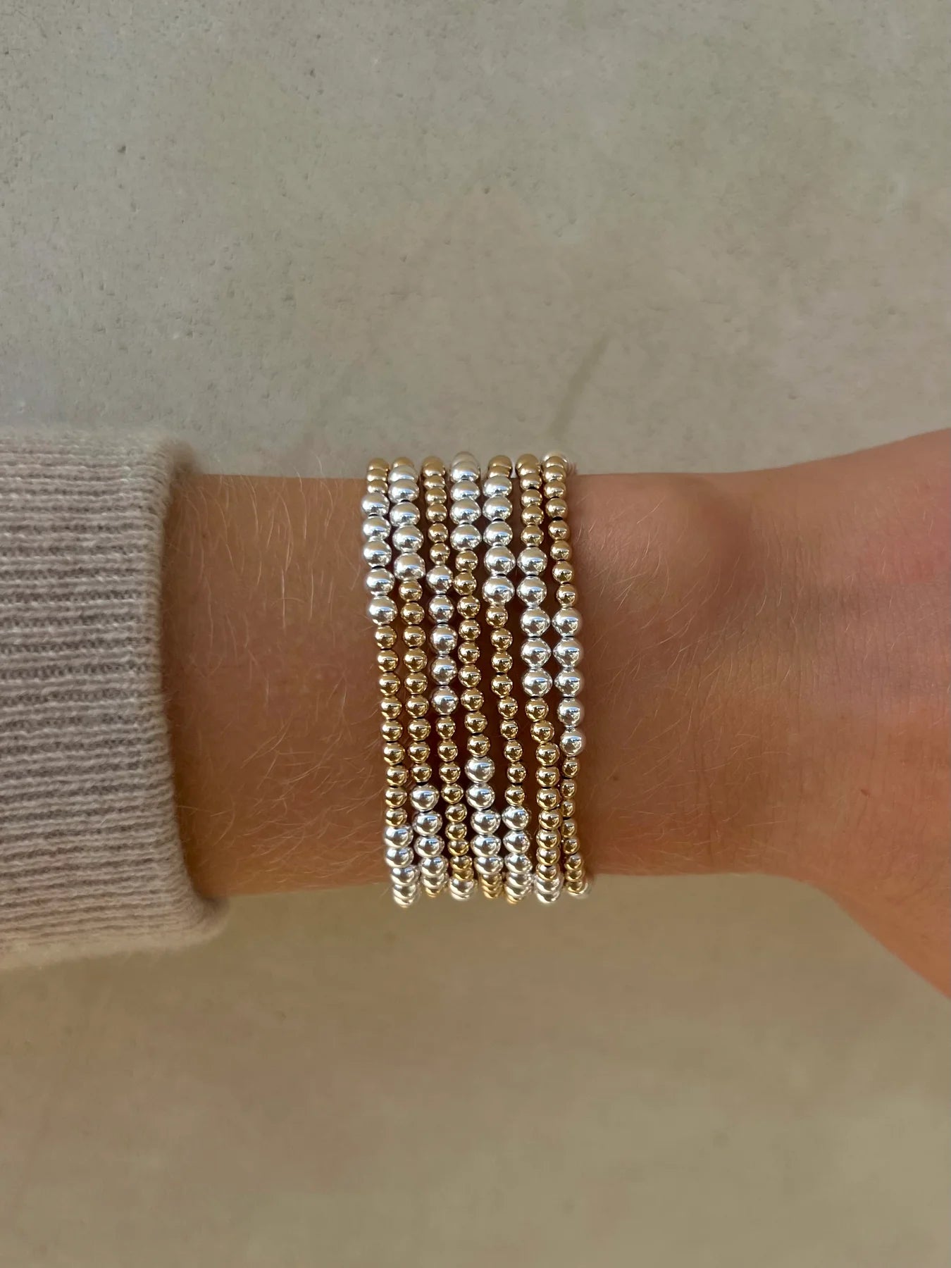 Karen Lazar 3MM Yellow Gold Filled Bracelet with 4MM Sterling Silver